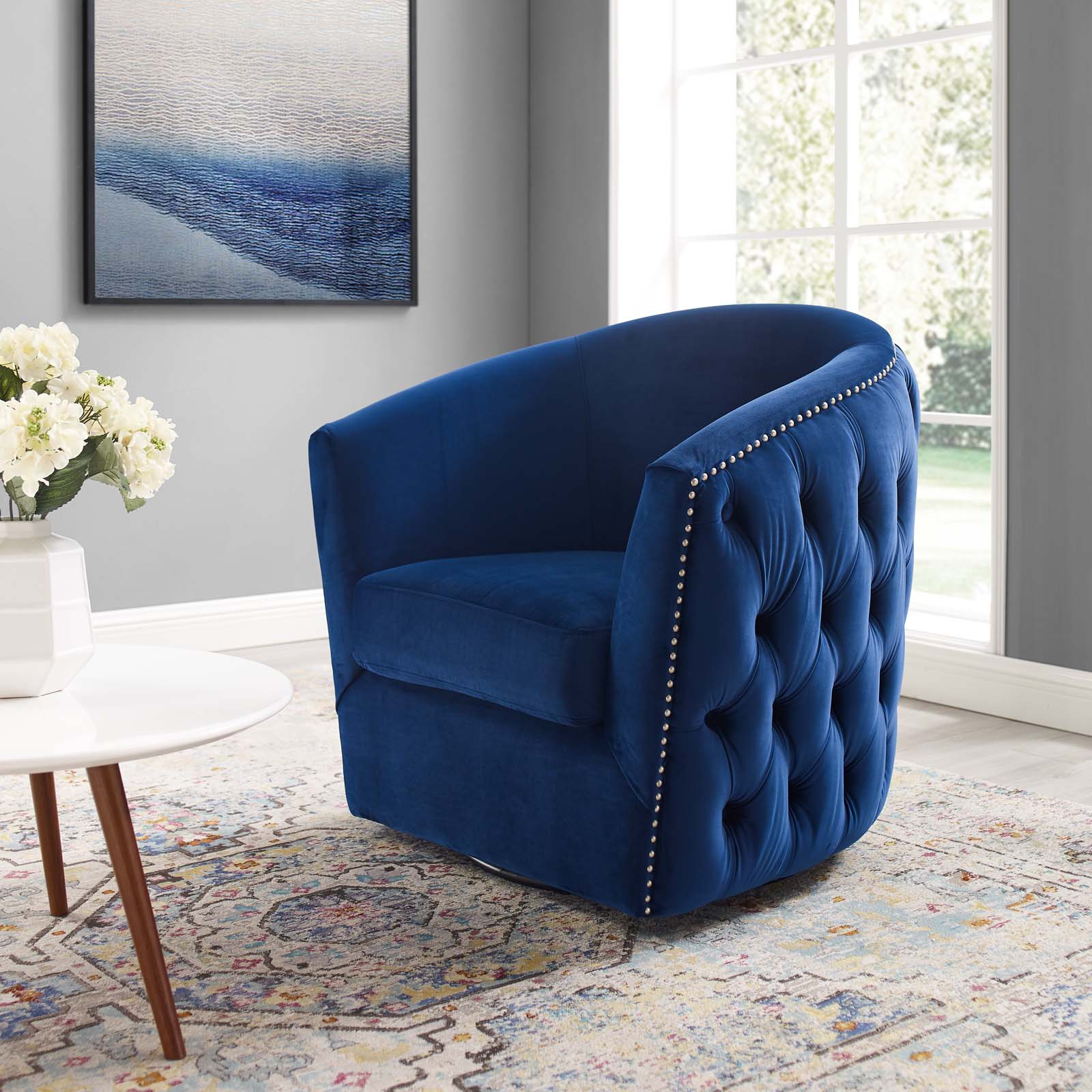 Modway Rogue Swivel Performance Velvet Armchair | Armchairs | Modishstore-15