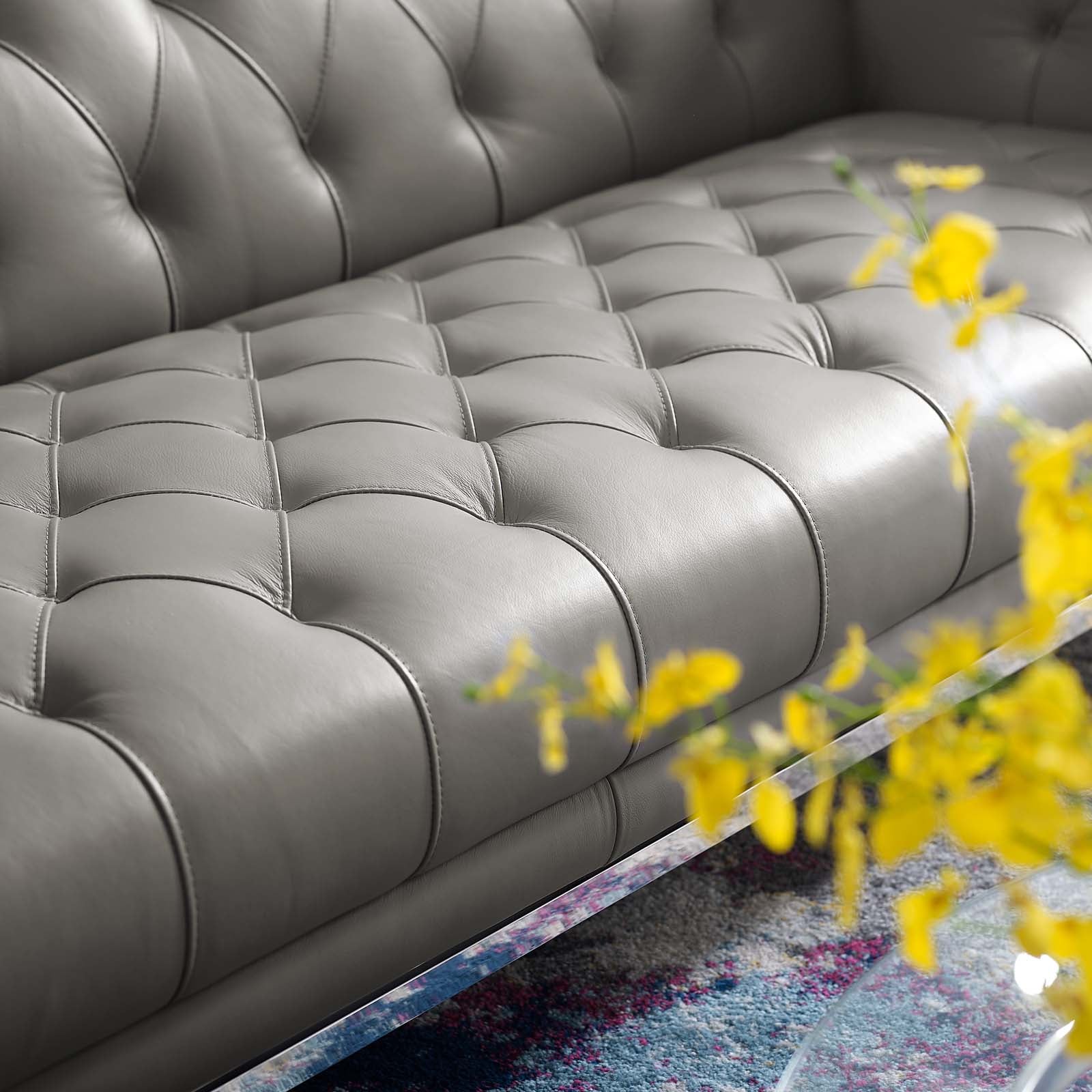 Modway Idyll Tufted Button Upholstered Leather Chesterfield Sofa | Sofas | 