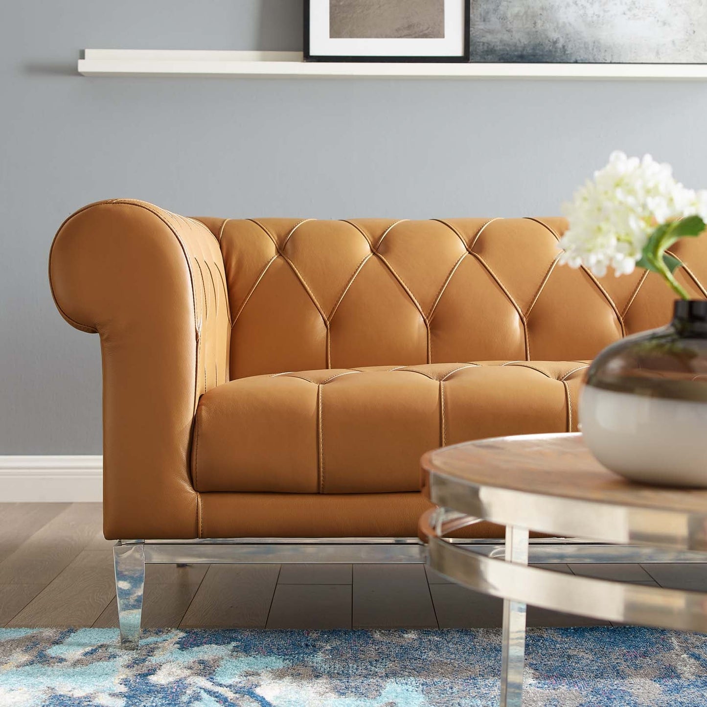 Modway Idyll Tufted Button Upholstered Leather Chesterfield Sofa | Sofas | 