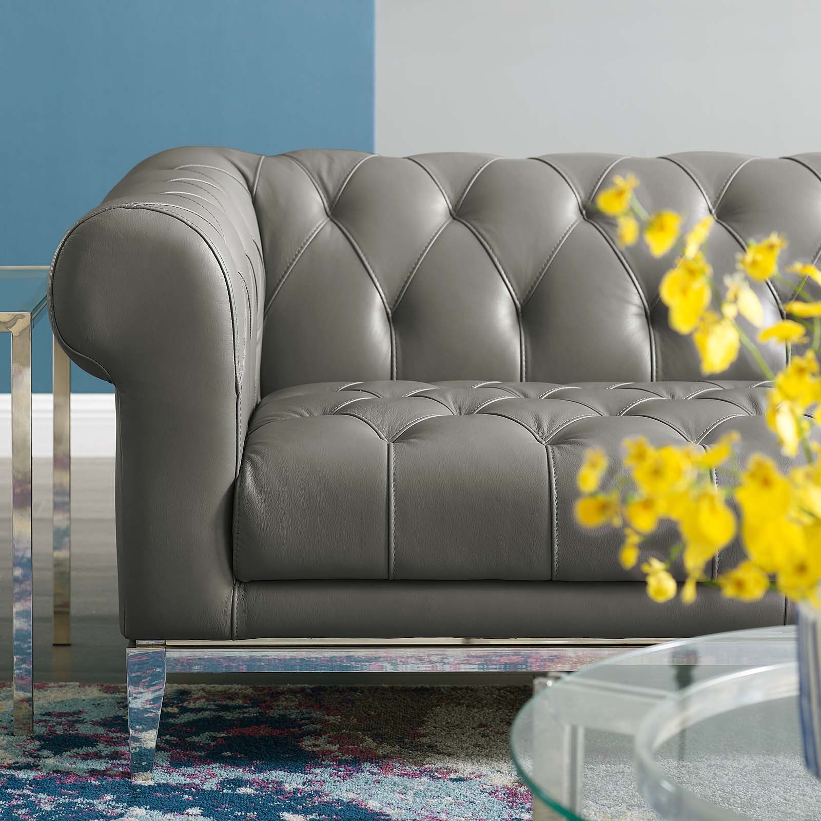 Modway Idyll Tufted Button Upholstered Leather Chesterfield Loveseat | Loveseats | 