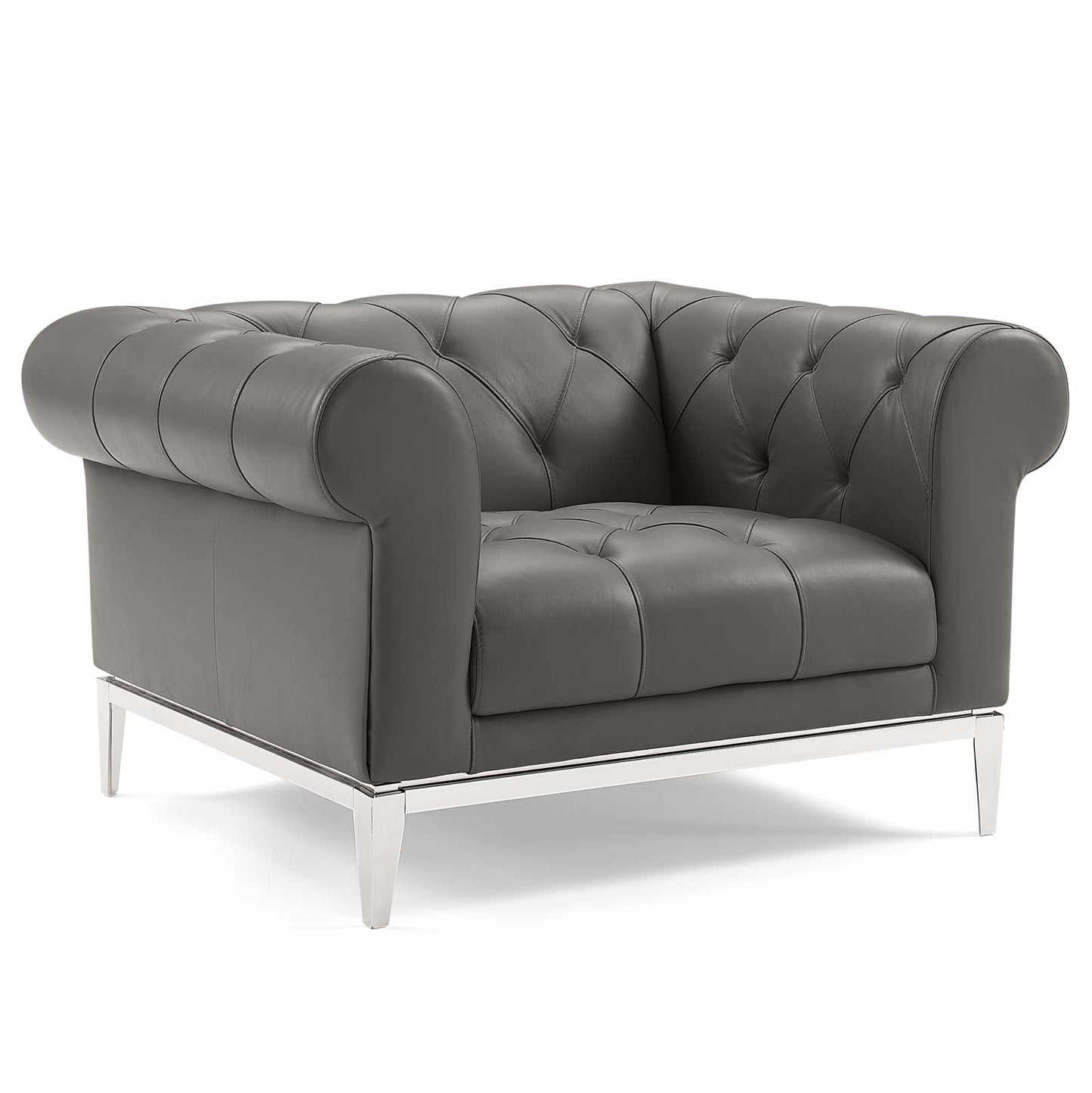 Modway Idyll Tufted Button Upholstered Leather Chesterfield Armchair | Armchairs | 