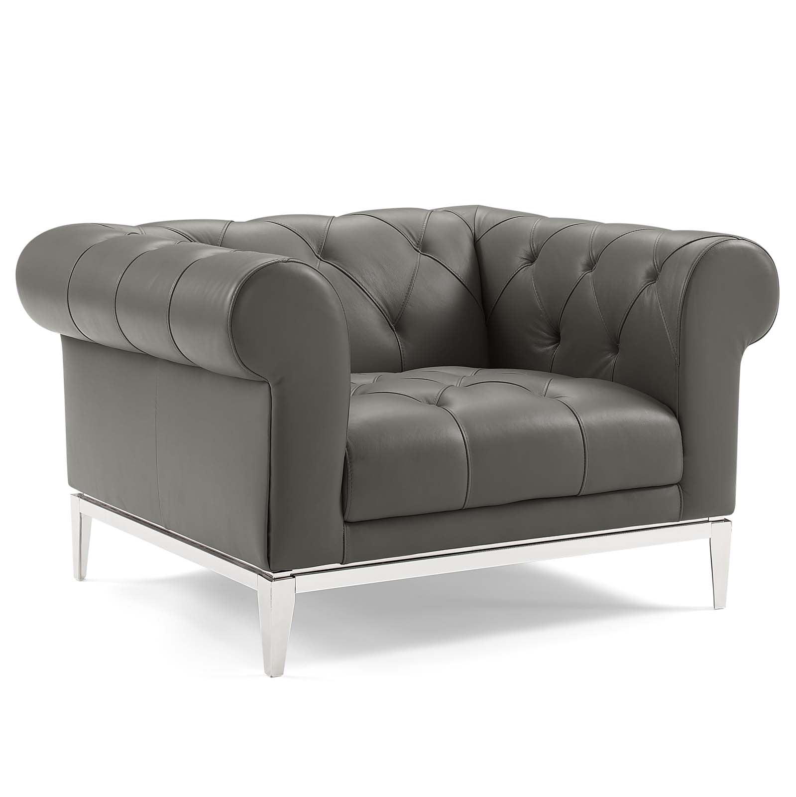 Modway Idyll Tufted Button Upholstered Leather Chesterfield Armchair | Armchairs | 