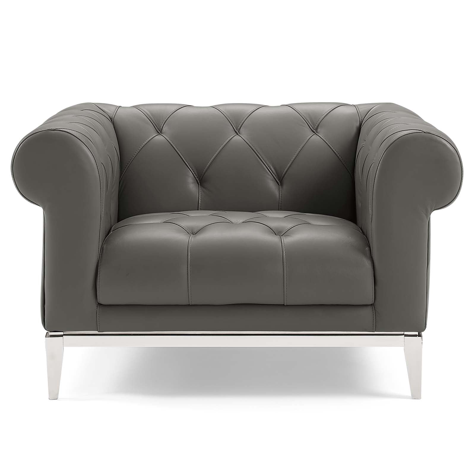 Modway Idyll Tufted Button Upholstered Leather Chesterfield Armchair | Armchairs | 