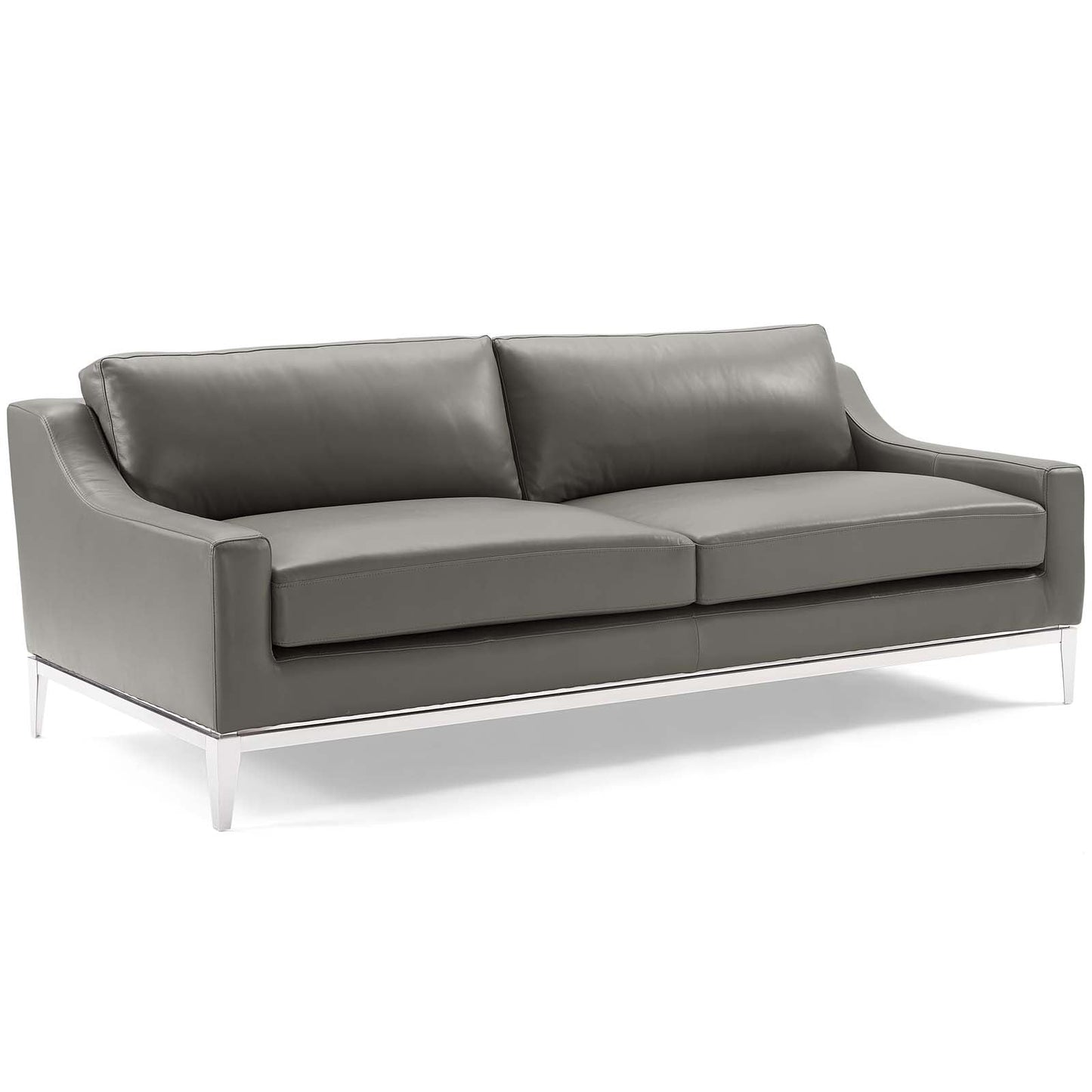 Modway Harness 83.5" Stainless Steel Base Leather Sofa | Sofas | 