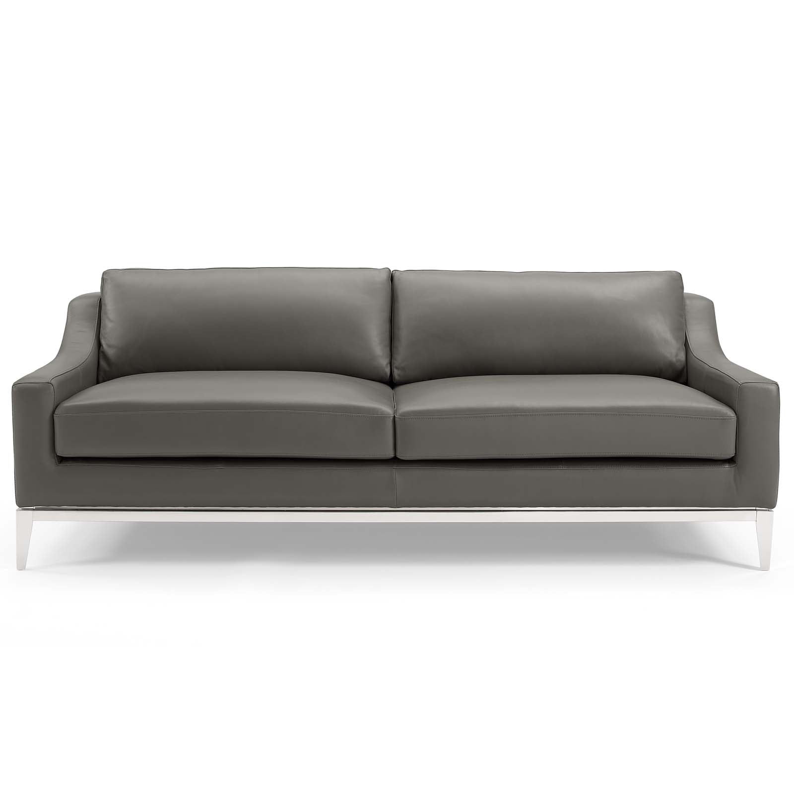 Modway Harness 83.5" Stainless Steel Base Leather Sofa | Sofas | 