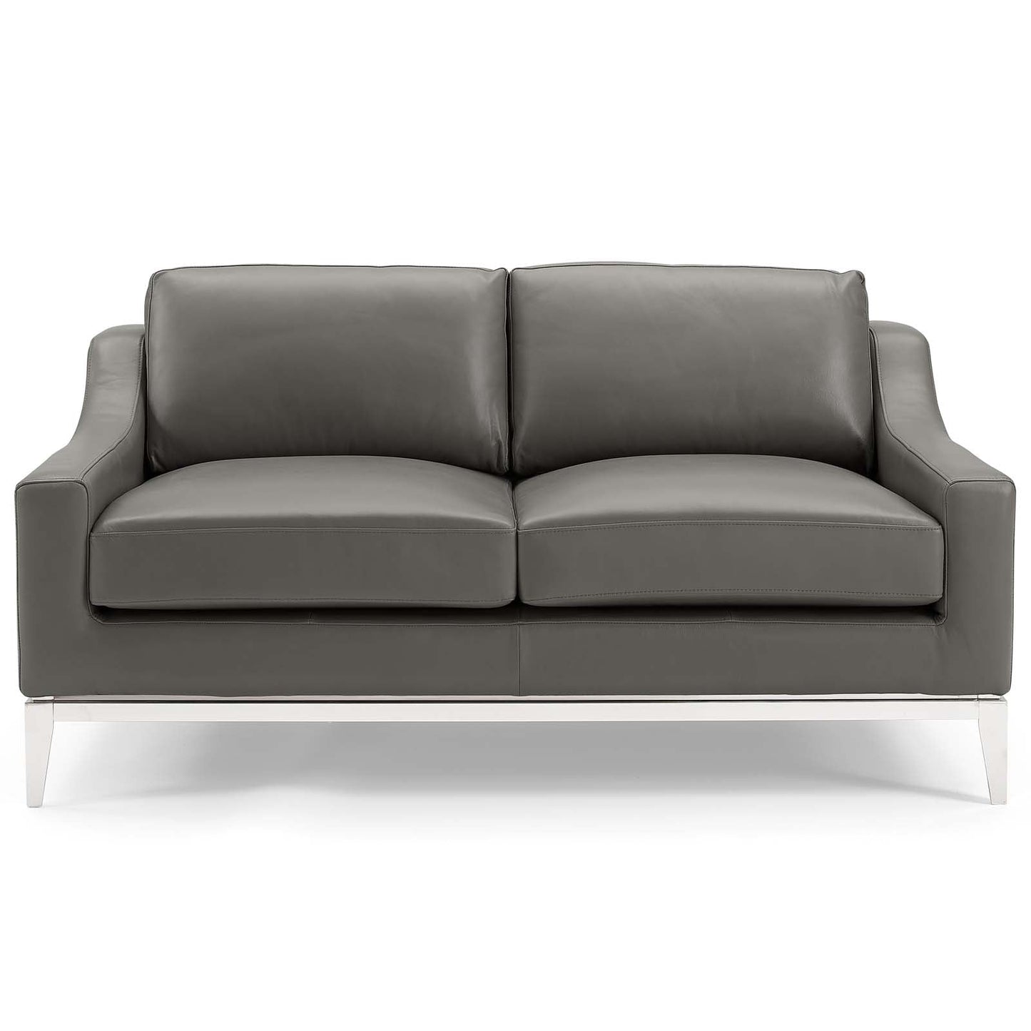 Modway Harness 64" Stainless Steel Base Leather Loveseat | Loveseats | 