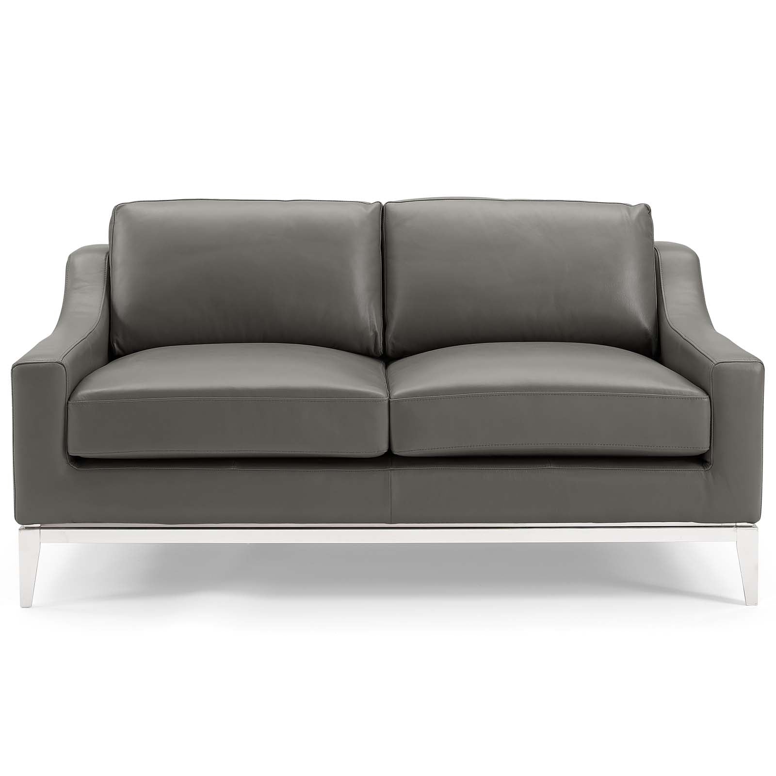 Modway Harness 64" Stainless Steel Base Leather Loveseat | Loveseats | 