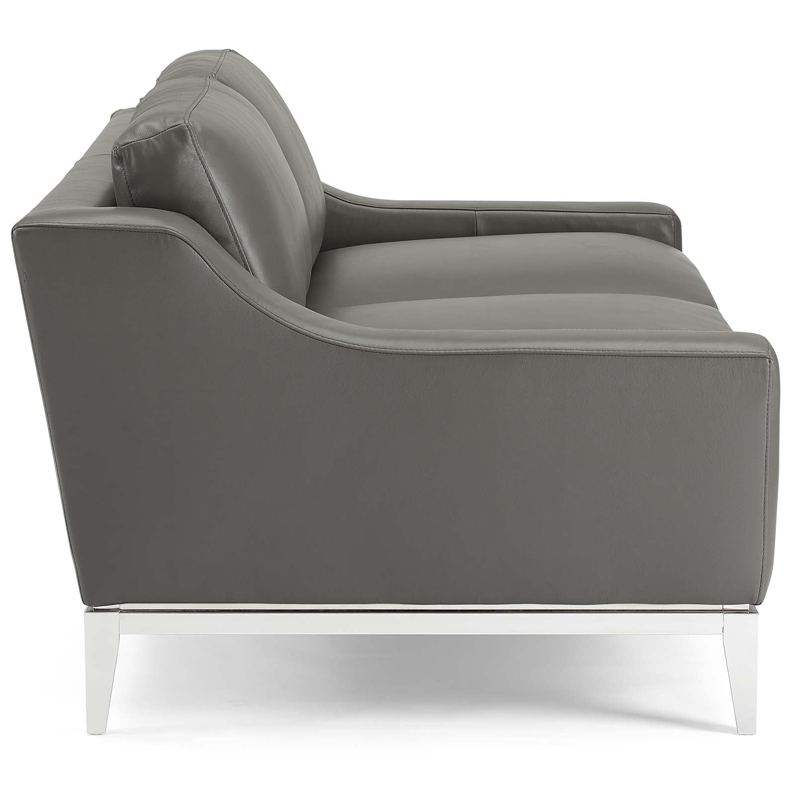 Modway Harness 64" Stainless Steel Base Leather Loveseat | Loveseats | 