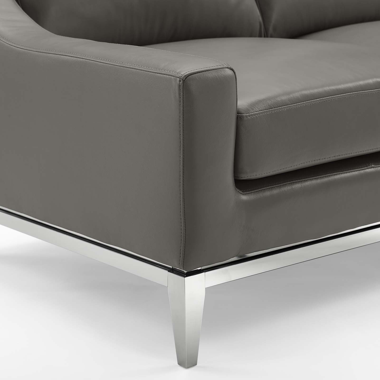 Modway Harness 64" Stainless Steel Base Leather Loveseat | Loveseats | 