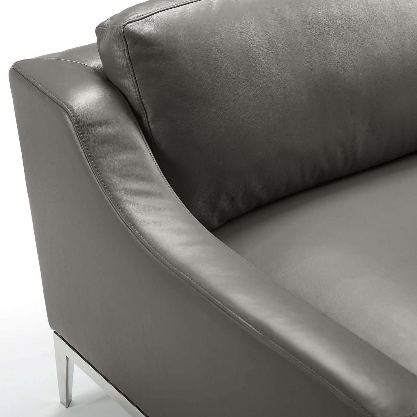 Modway Harness 64" Stainless Steel Base Leather Loveseat | Loveseats | 