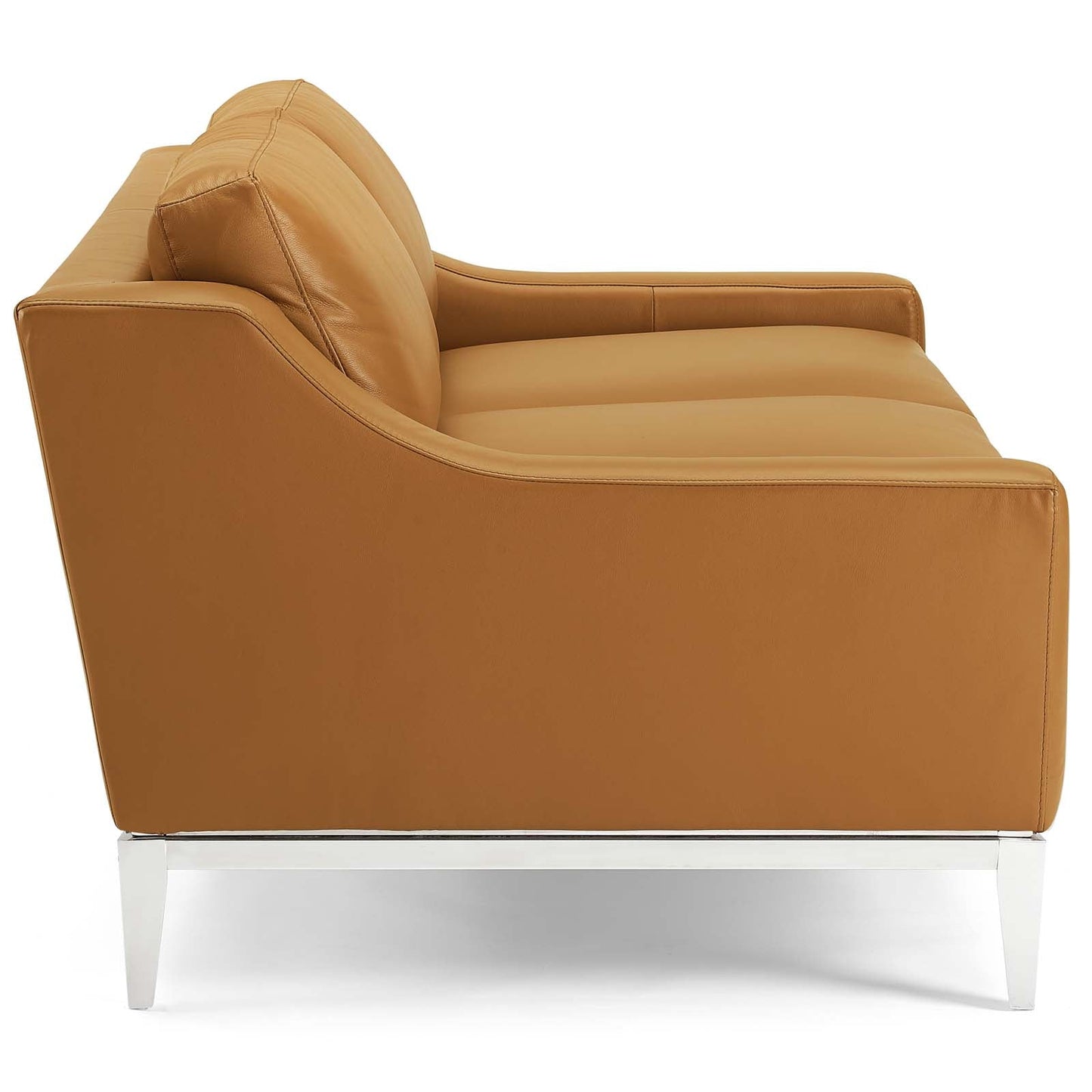 Modway Harness 64" Stainless Steel Base Leather Loveseat | Loveseats | 