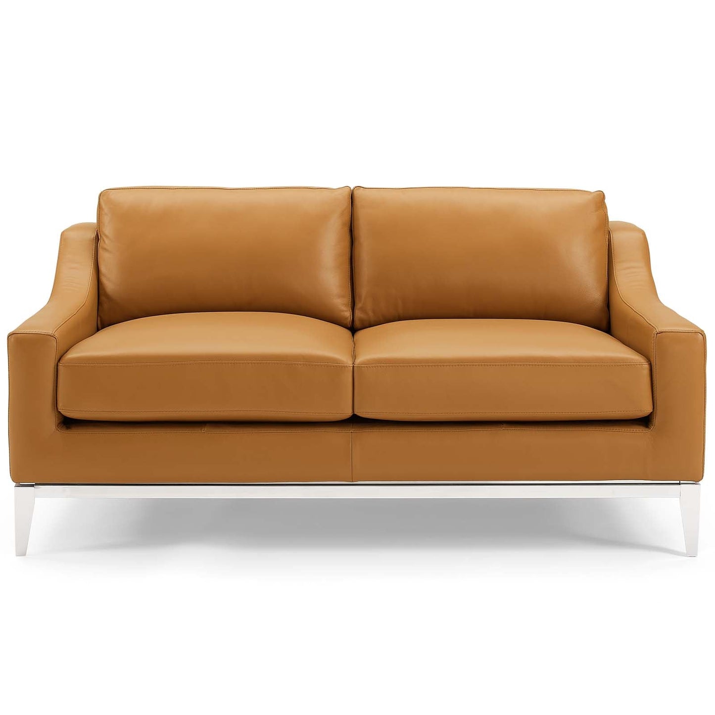 Modway Harness 64" Stainless Steel Base Leather Loveseat | Loveseats | 