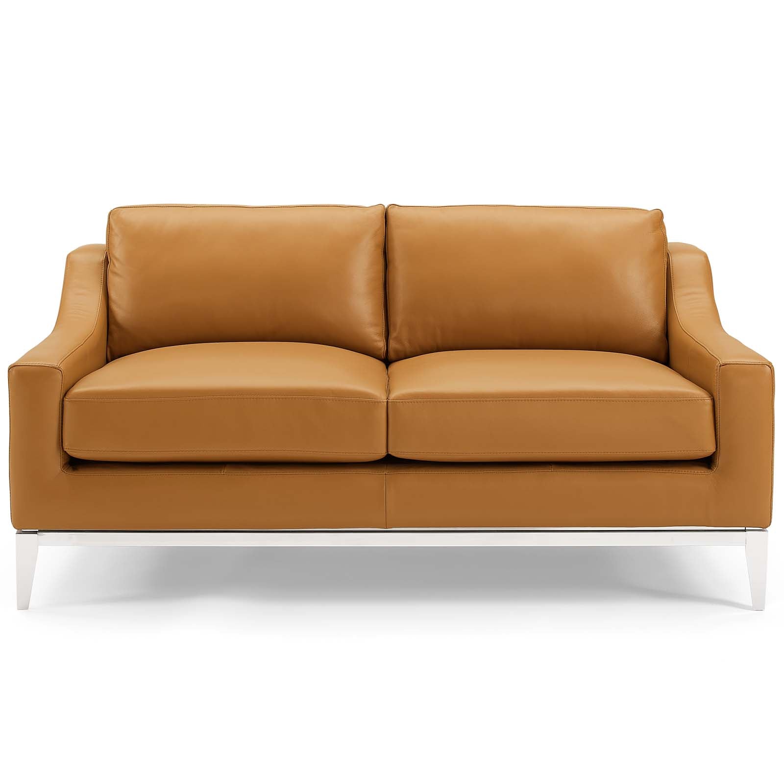 Modway Harness 64" Stainless Steel Base Leather Loveseat | Loveseats | 