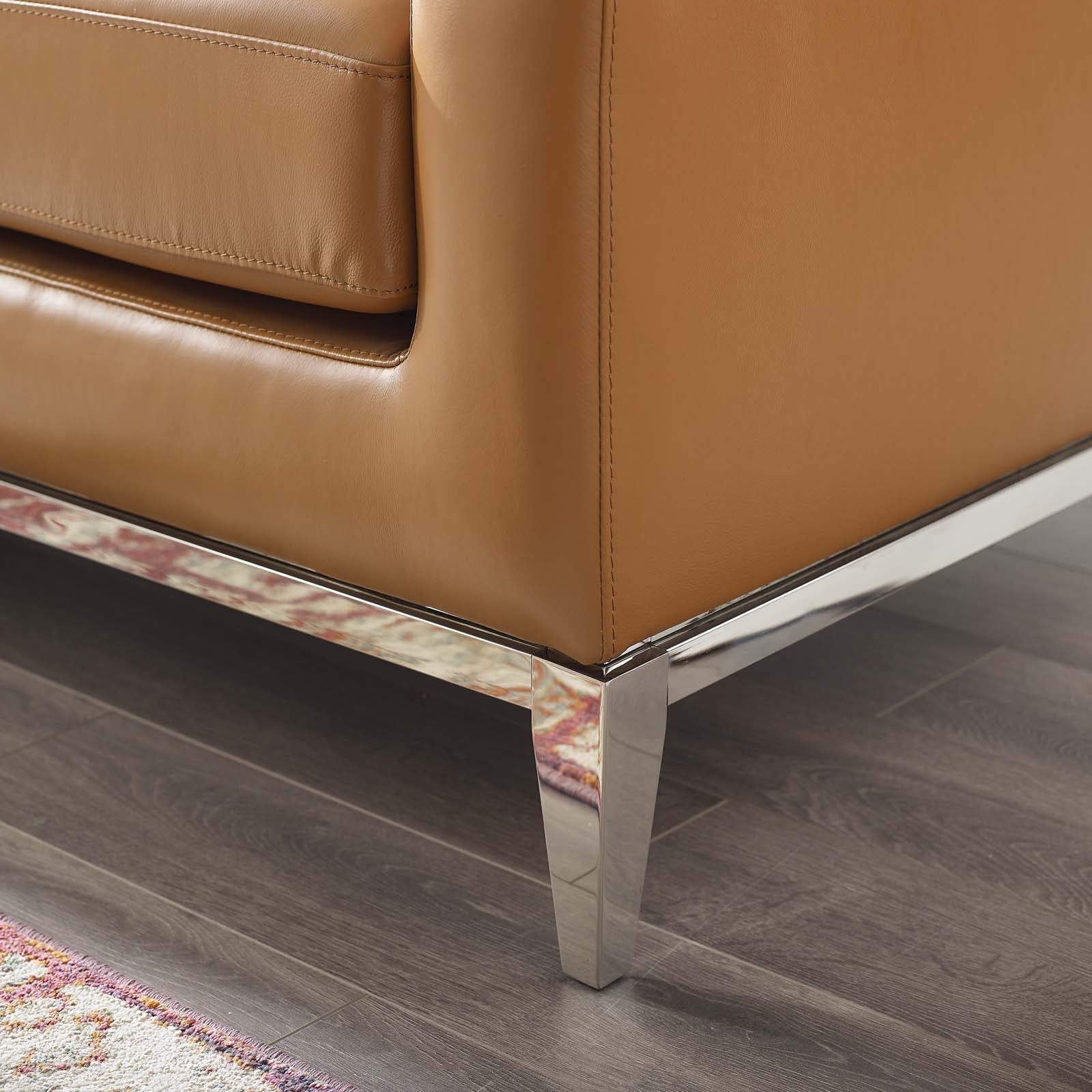 Modway Harness 64" Stainless Steel Base Leather Loveseat | Loveseats | 