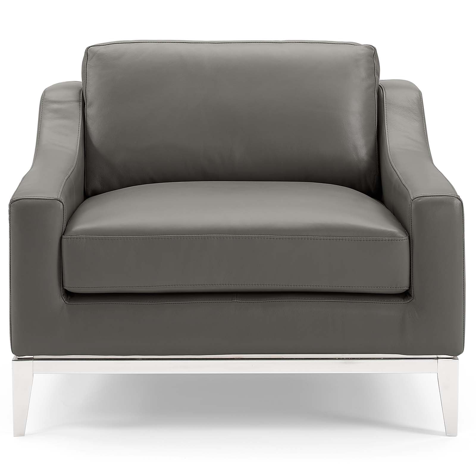 Modway Harness Stainless Steel Base Leather Armchair | Armchairs | 