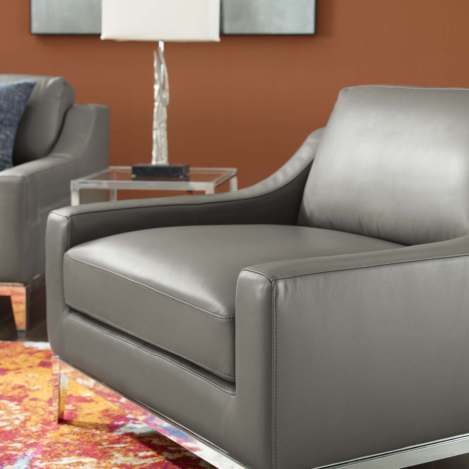 Modway Harness Stainless Steel Base Leather Armchair | Armchairs | 