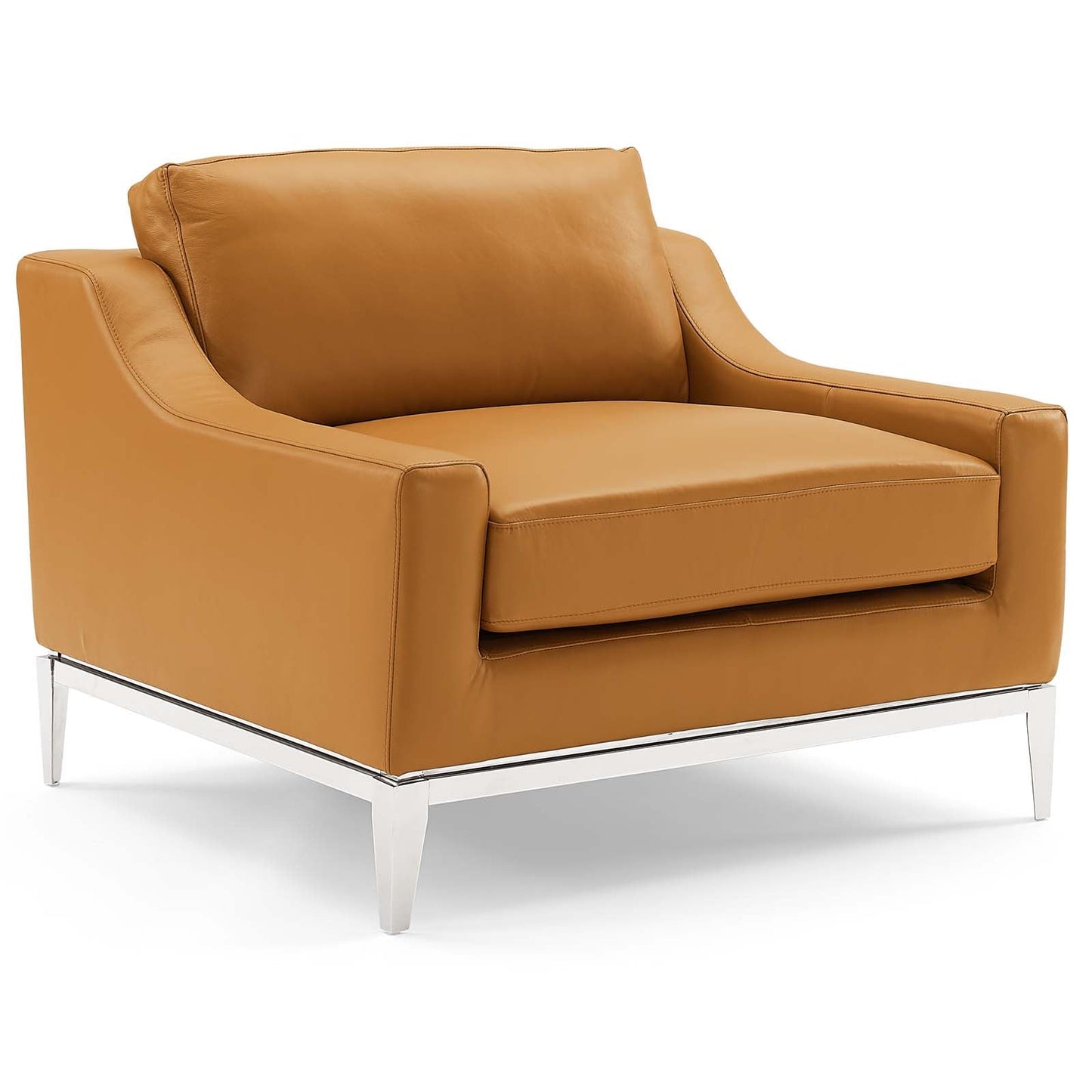 Modway Harness Stainless Steel Base Leather Armchair | Armchairs | 