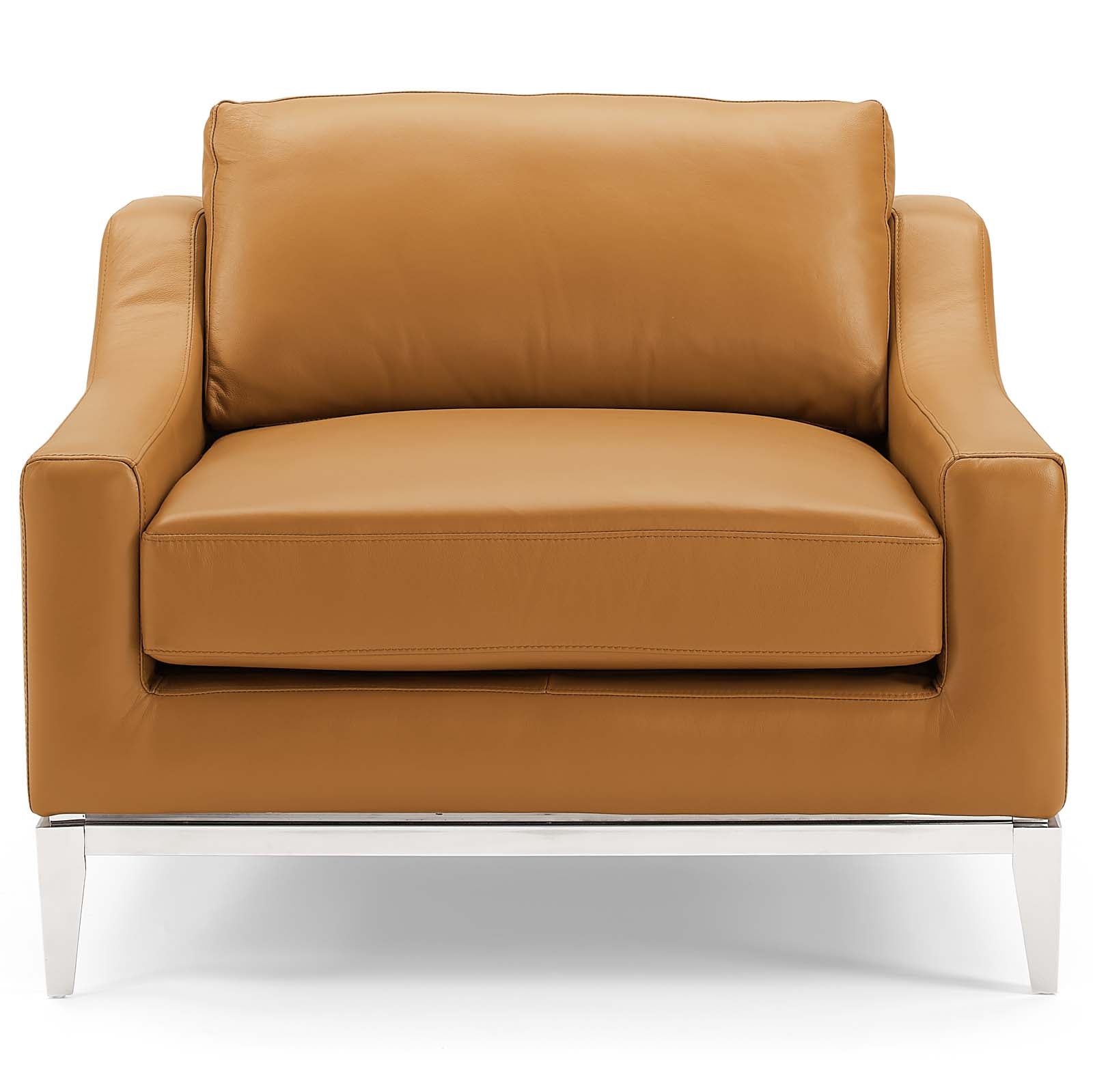 Modway Harness Stainless Steel Base Leather Armchair | Armchairs | 