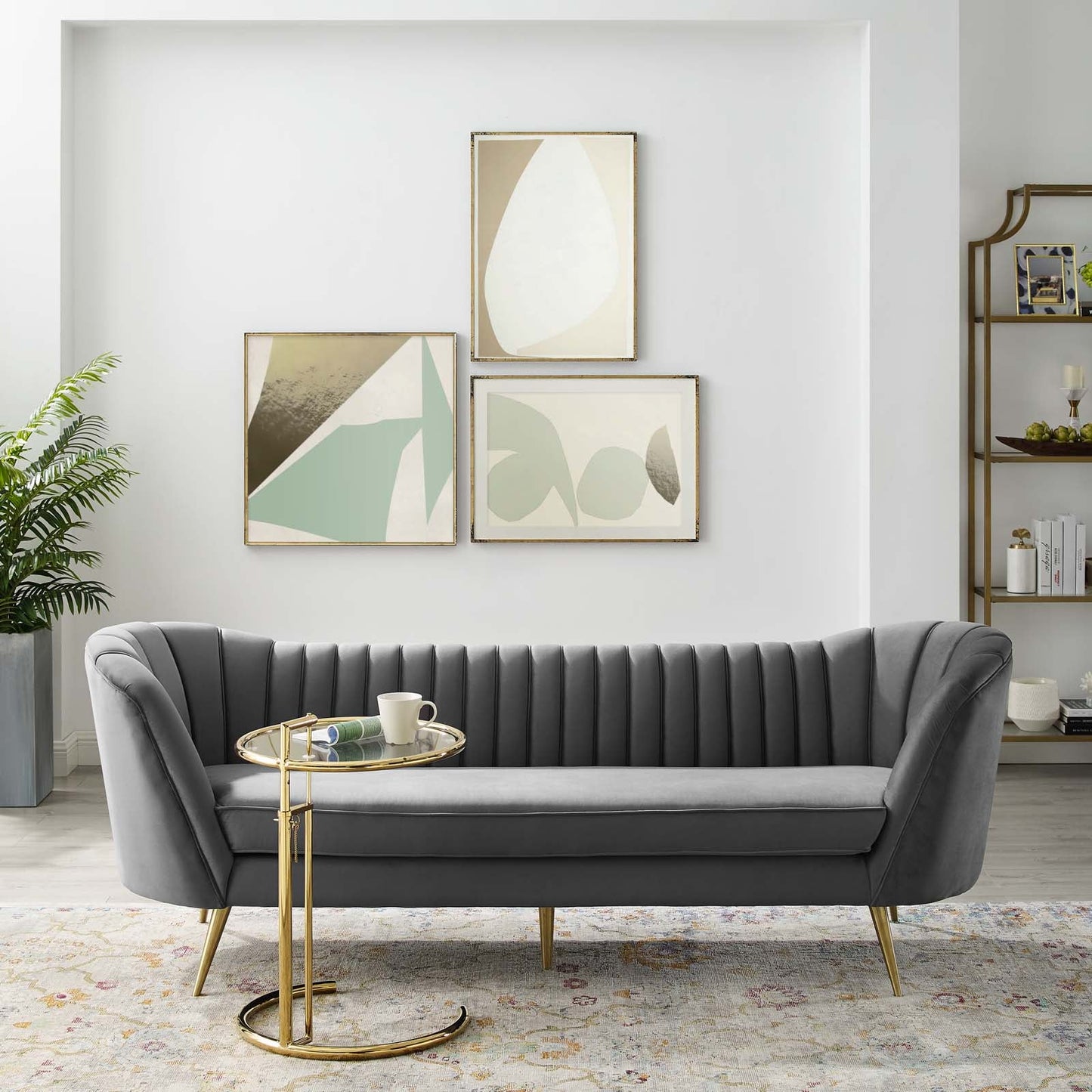 Modway Opportunity Vertical Channel Tufted Curved Performance Velvet Sofa | Sofas | Modishstore-12