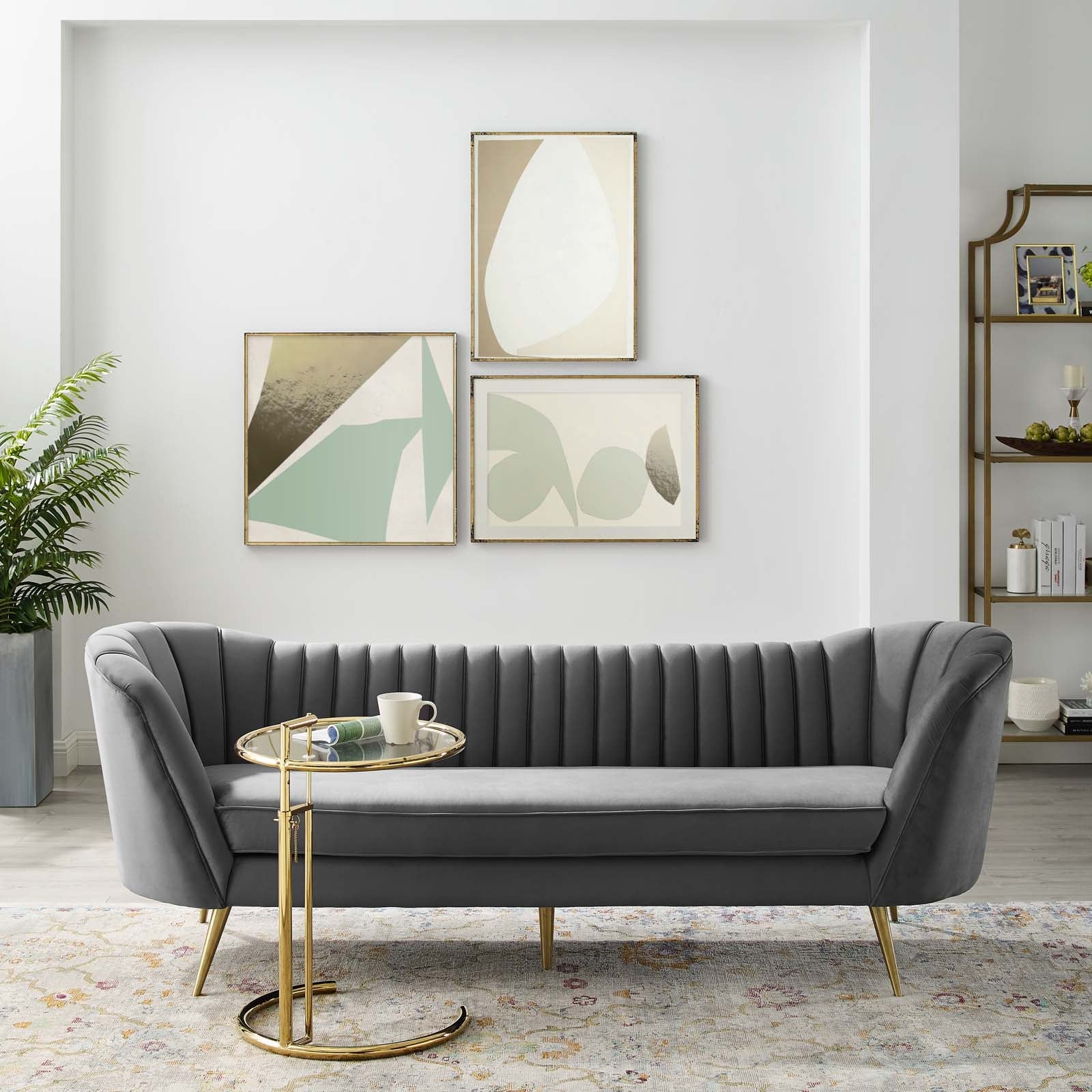 Modway Opportunity Vertical Channel Tufted Curved Performance Velvet Sofa | Sofas | Modishstore-12