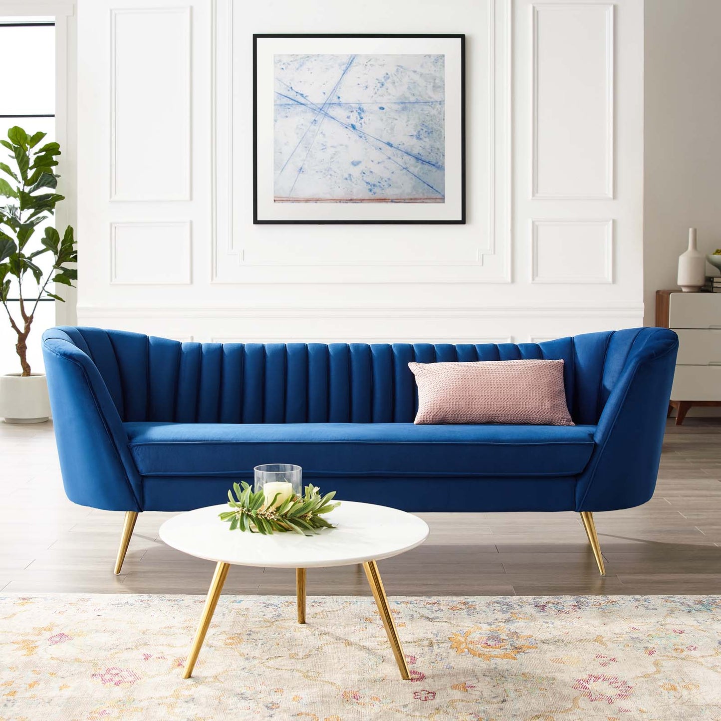Modway Opportunity Vertical Channel Tufted Curved Performance Velvet Sofa | Sofas | Modishstore-8