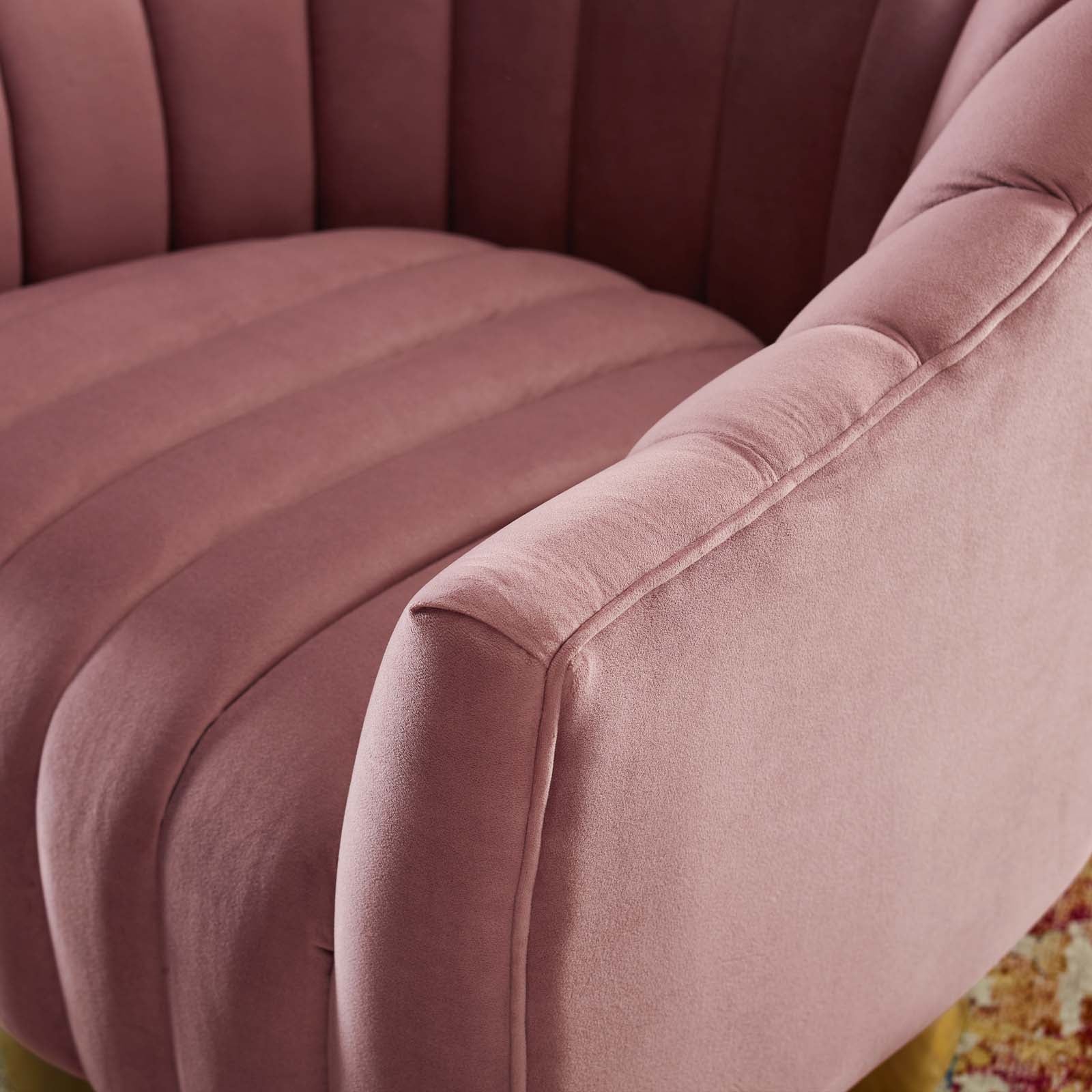 Modway Buoyant Vertical Channel Tufted Accent Lounge Performance Velvet Swivel Chair | Lounge Chairs | 