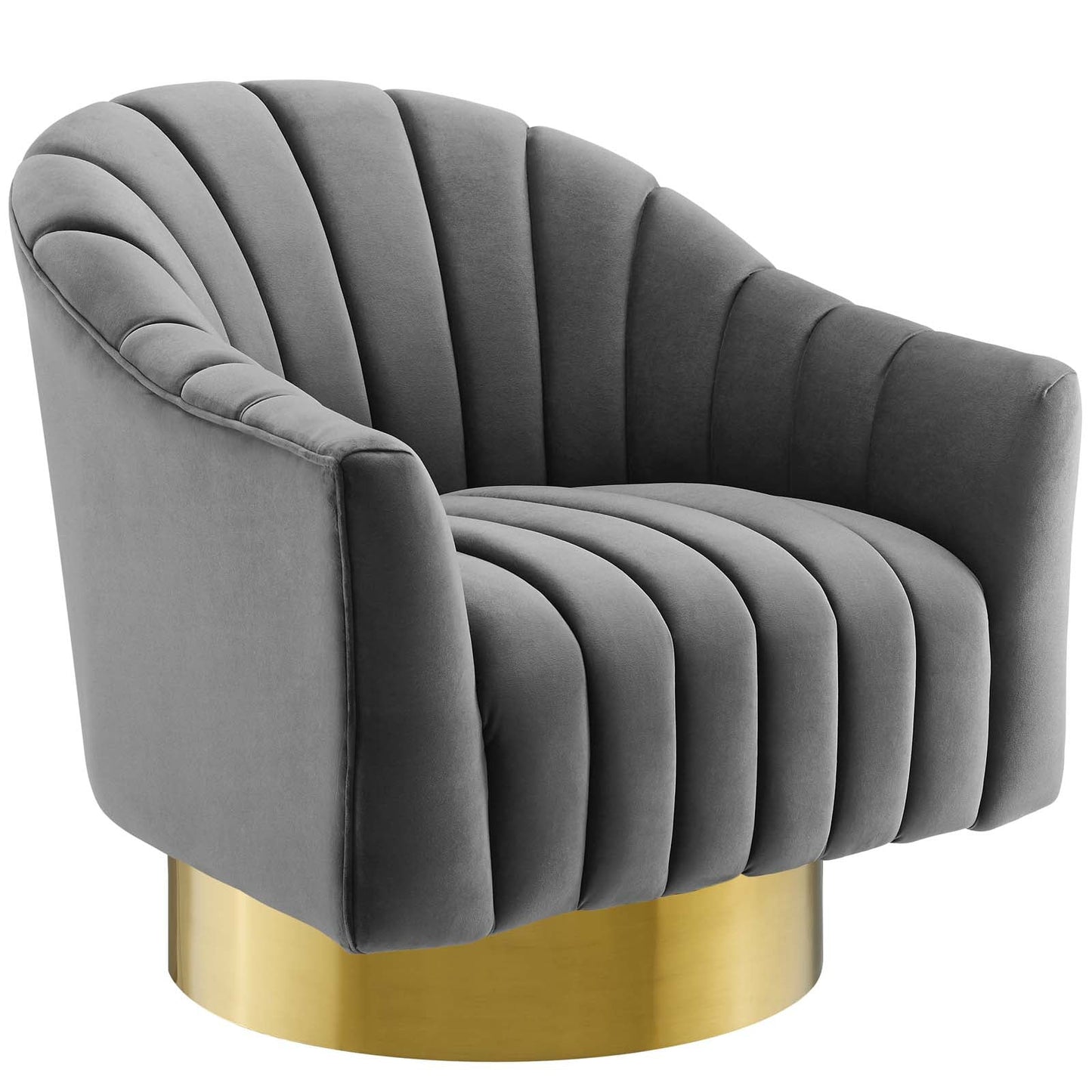 Modway Buoyant Vertical Channel Tufted Accent Lounge Performance Velvet Swivel Chair | Lounge Chairs | 