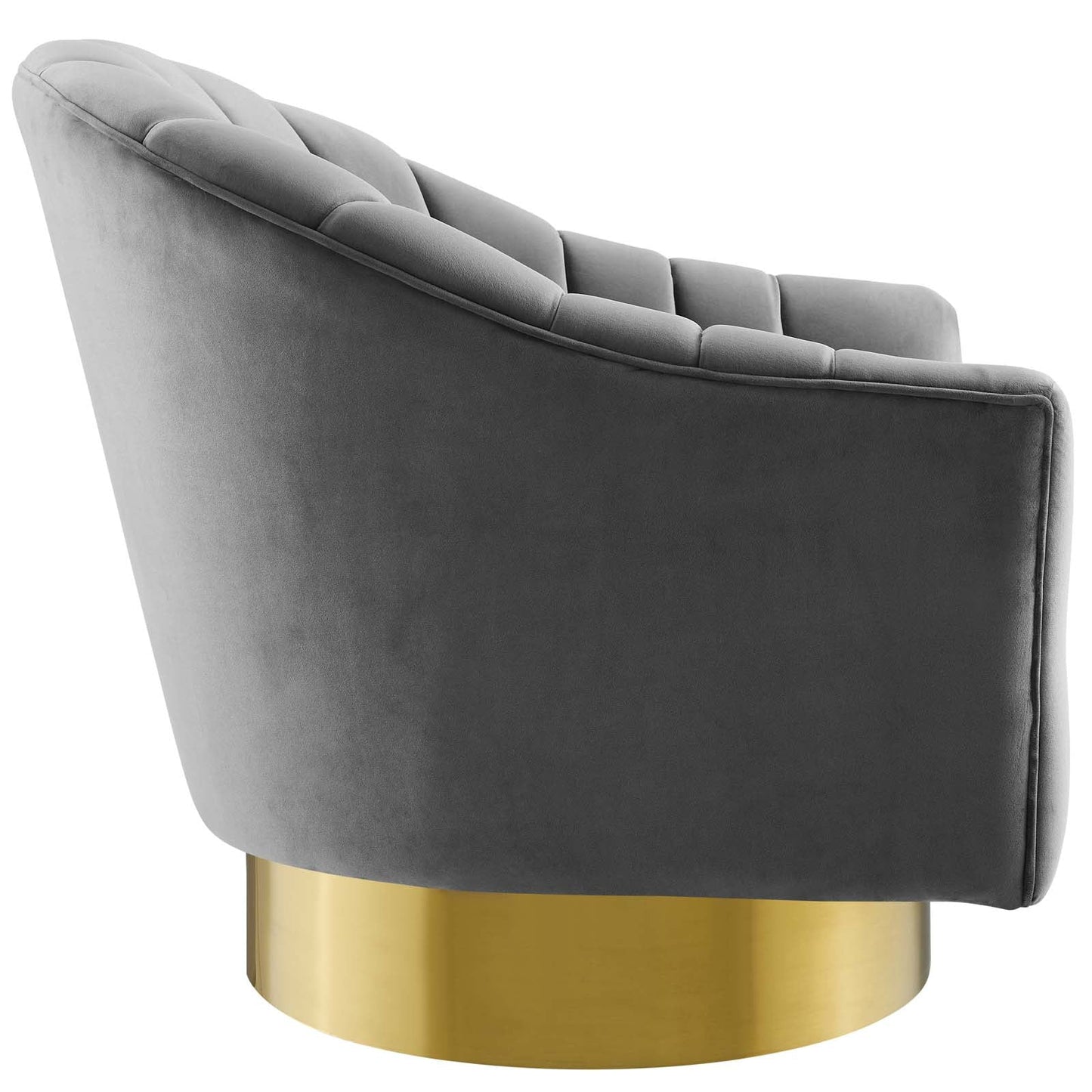 Modway Buoyant Vertical Channel Tufted Accent Lounge Performance Velvet Swivel Chair | Lounge Chairs | 
