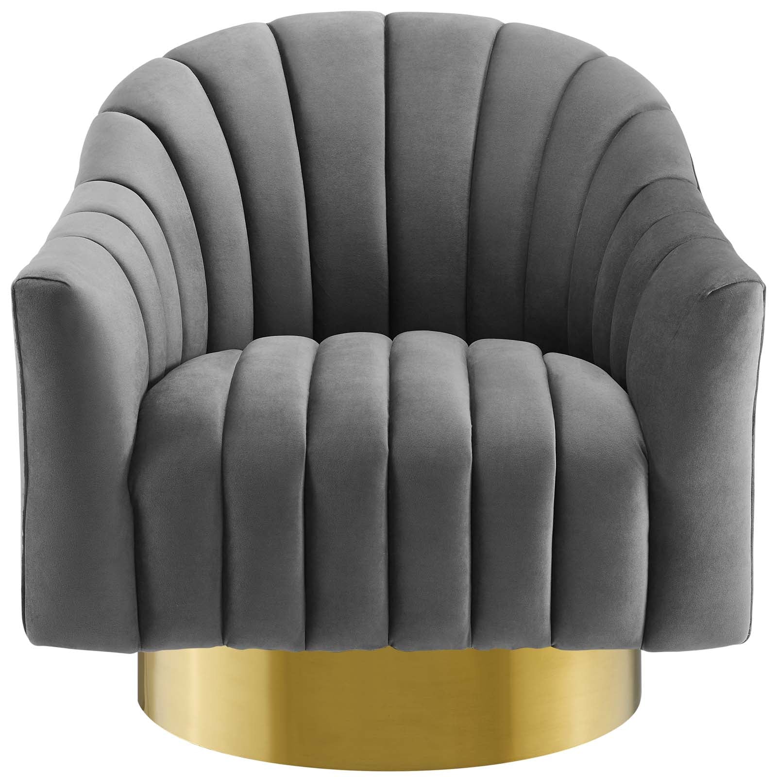 Modway Buoyant Vertical Channel Tufted Accent Lounge Performance Velvet Swivel Chair | Lounge Chairs | 