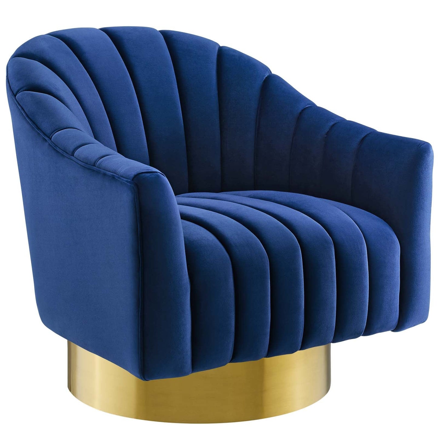 Modway Buoyant Vertical Channel Tufted Accent Lounge Performance Velvet Swivel Chair | Lounge Chairs | 