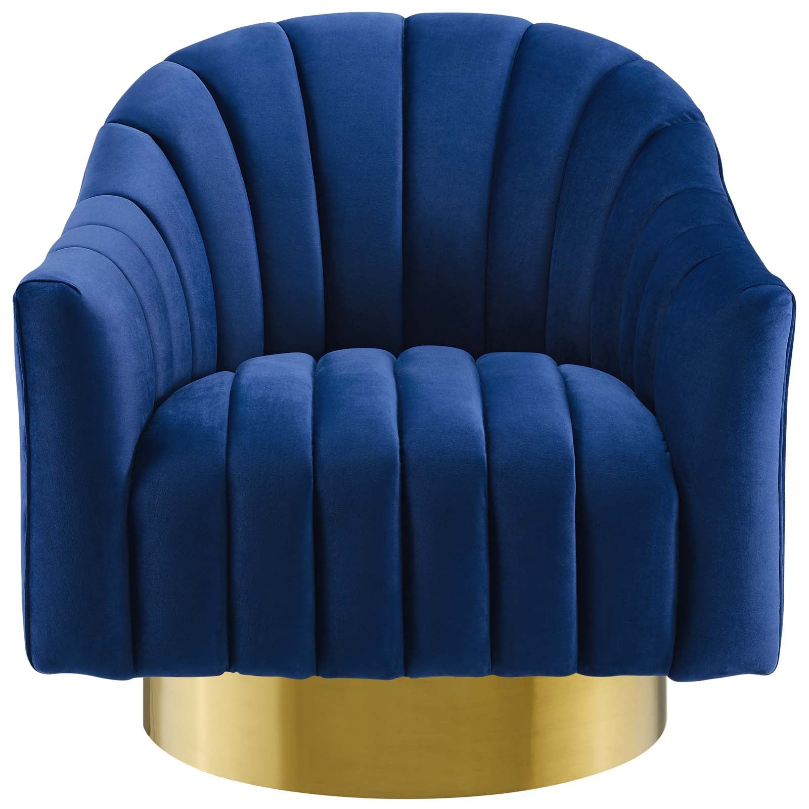 Modway Buoyant Vertical Channel Tufted Accent Lounge Performance Velvet Swivel Chair | Lounge Chairs | 