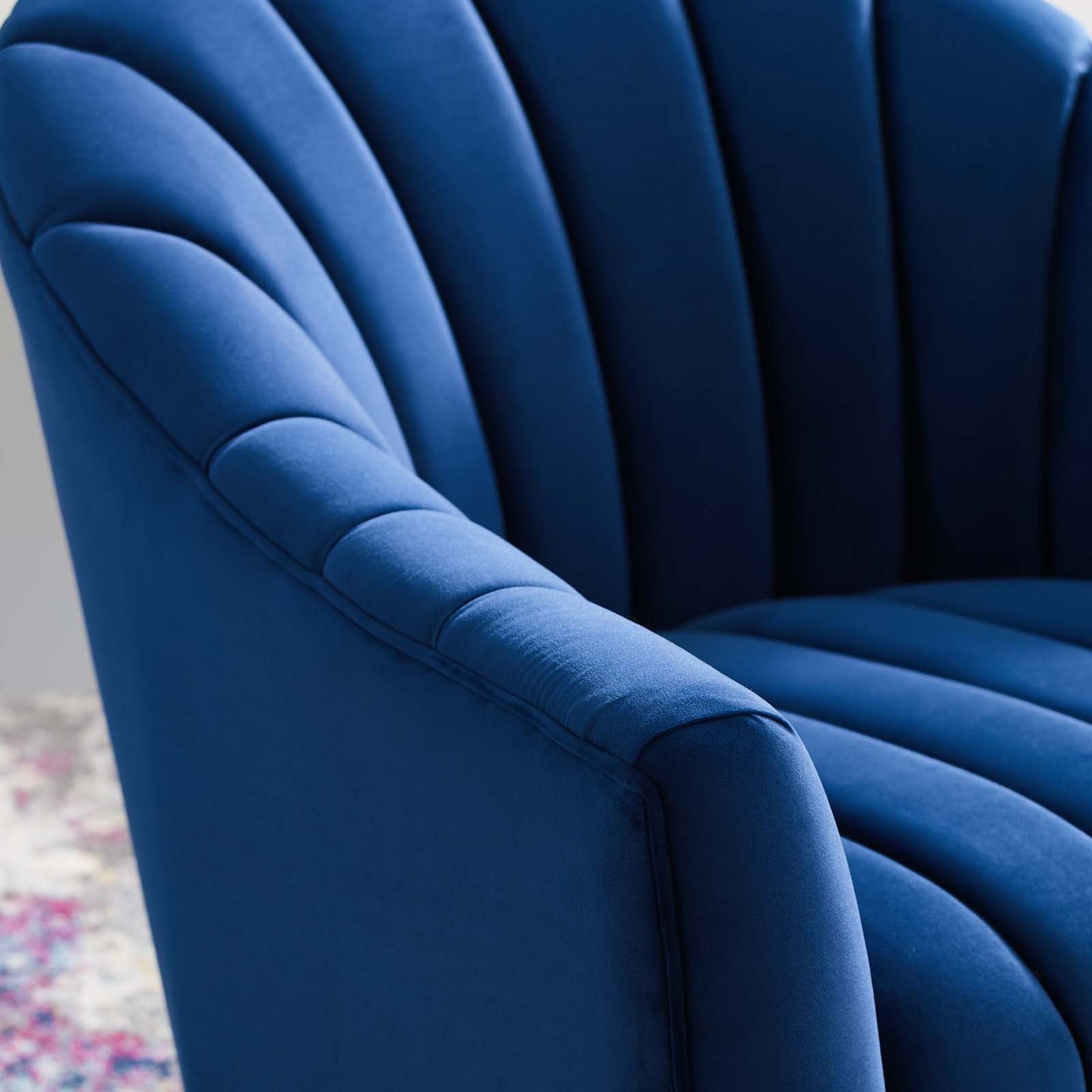 Modway Buoyant Vertical Channel Tufted Accent Lounge Performance Velvet Swivel Chair | Lounge Chairs | 