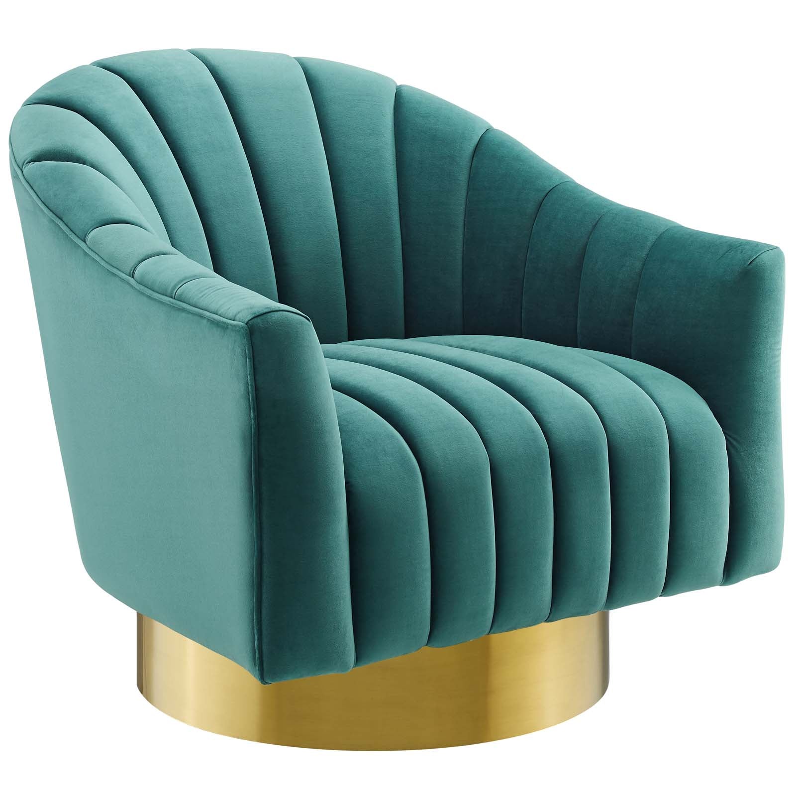 Modway Buoyant Vertical Channel Tufted Accent Lounge Performance Velvet Swivel Chair | Lounge Chairs | 