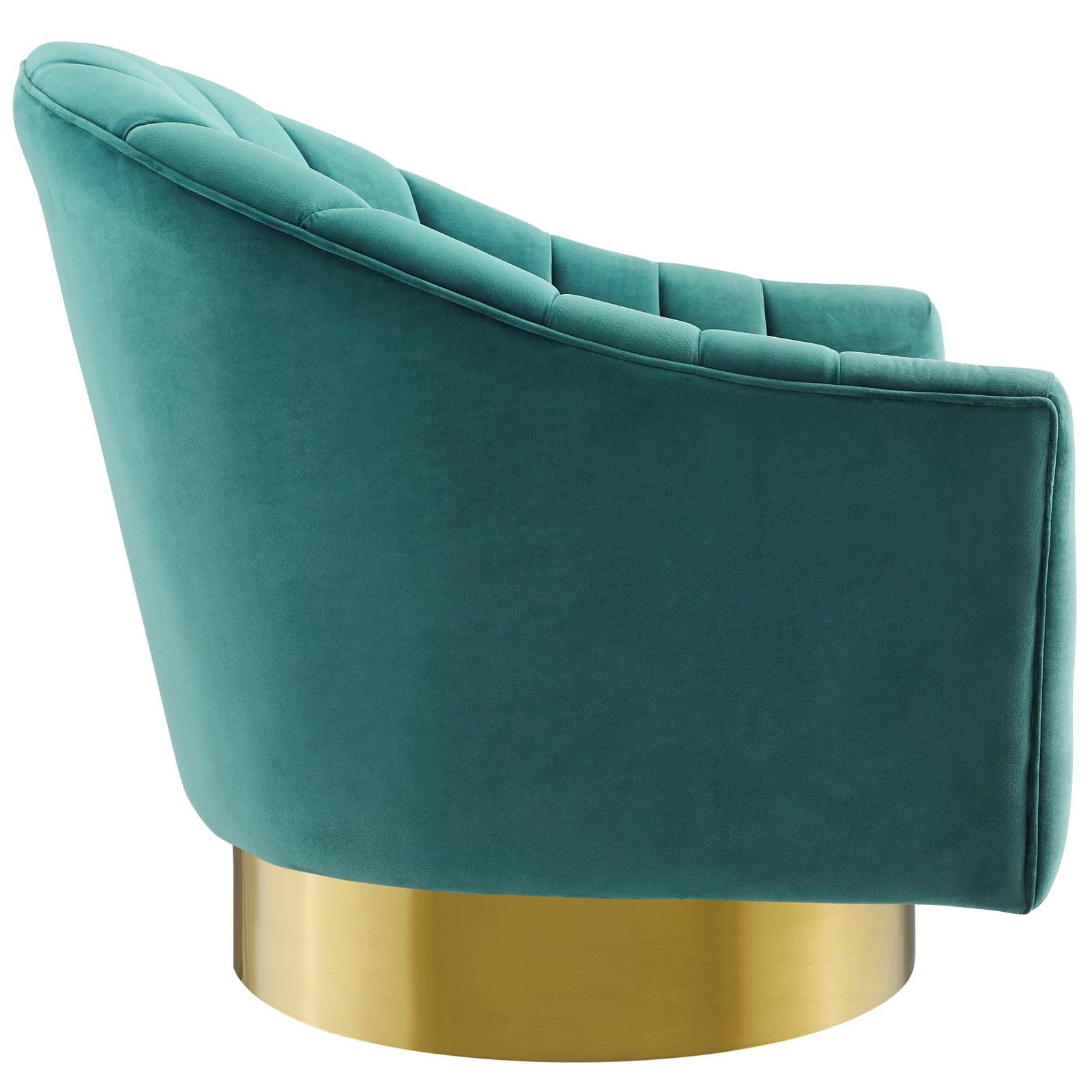 Modway Buoyant Vertical Channel Tufted Accent Lounge Performance Velvet Swivel Chair | Lounge Chairs | 