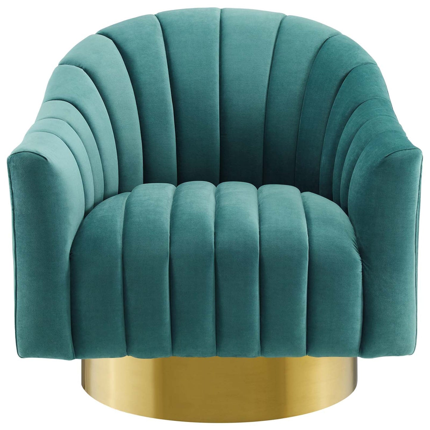 Modway Buoyant Vertical Channel Tufted Accent Lounge Performance Velvet Swivel Chair | Lounge Chairs | 