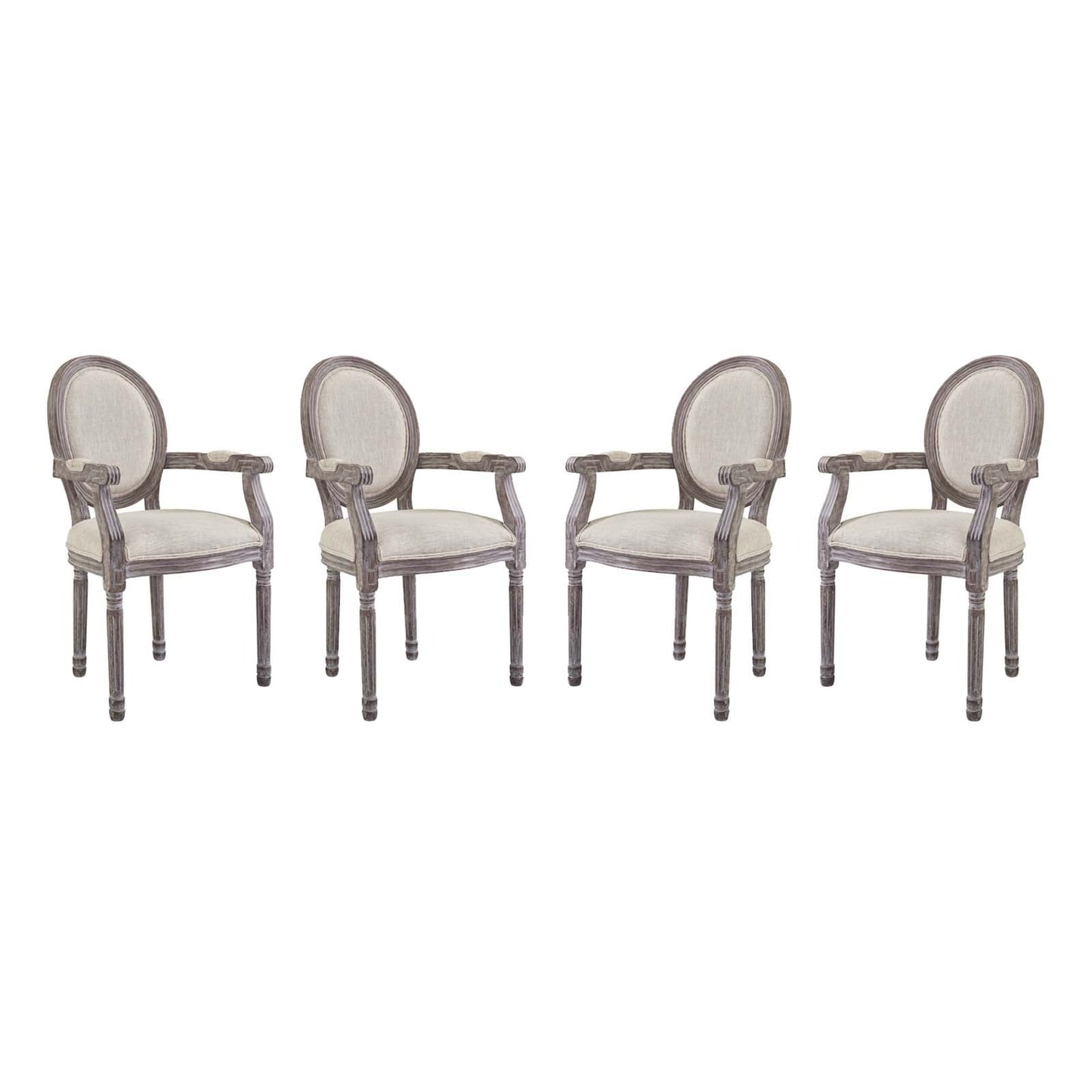 Modway Emanate Dining Armchair Upholstered Fabric Set of 4 | Dining Chairs