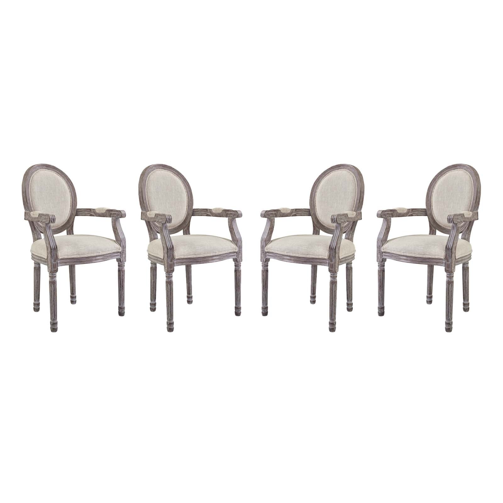Modway Emanate Dining Armchair Upholstered Fabric Set of 4 | Dining Chairs