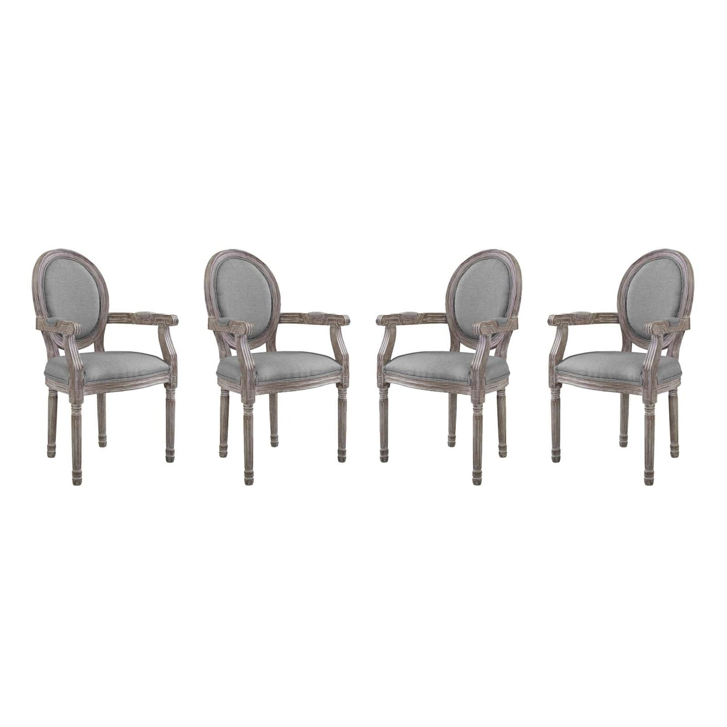 Modway Emanate Dining Armchair Upholstered Fabric Set of 4 | Dining Chairs | 