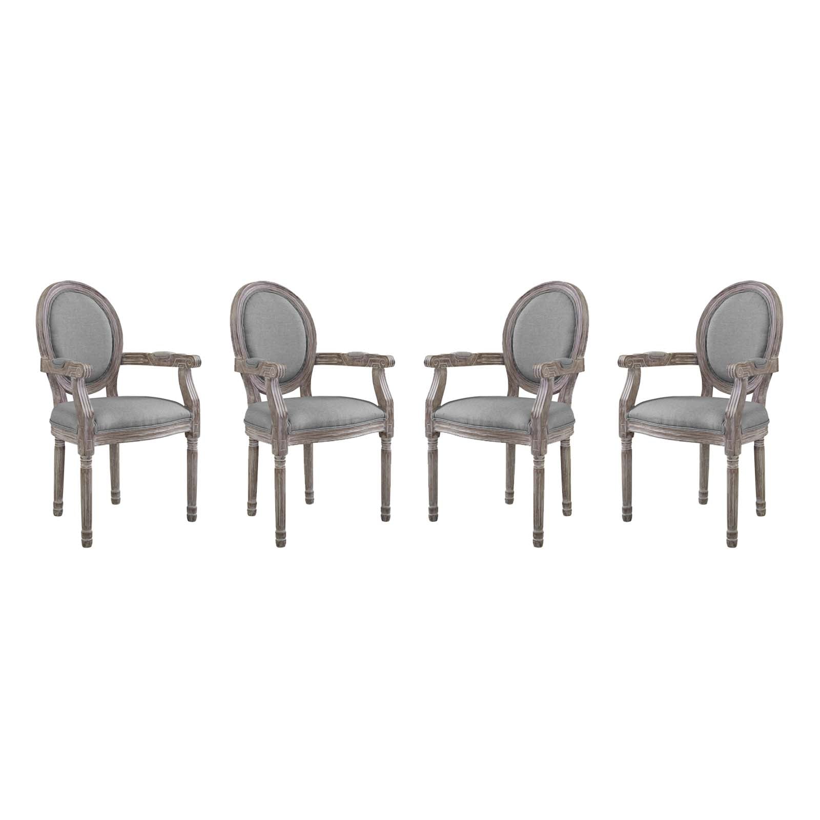 Modway Emanate Dining Armchair Upholstered Fabric Set of 4 | Dining Chairs | 