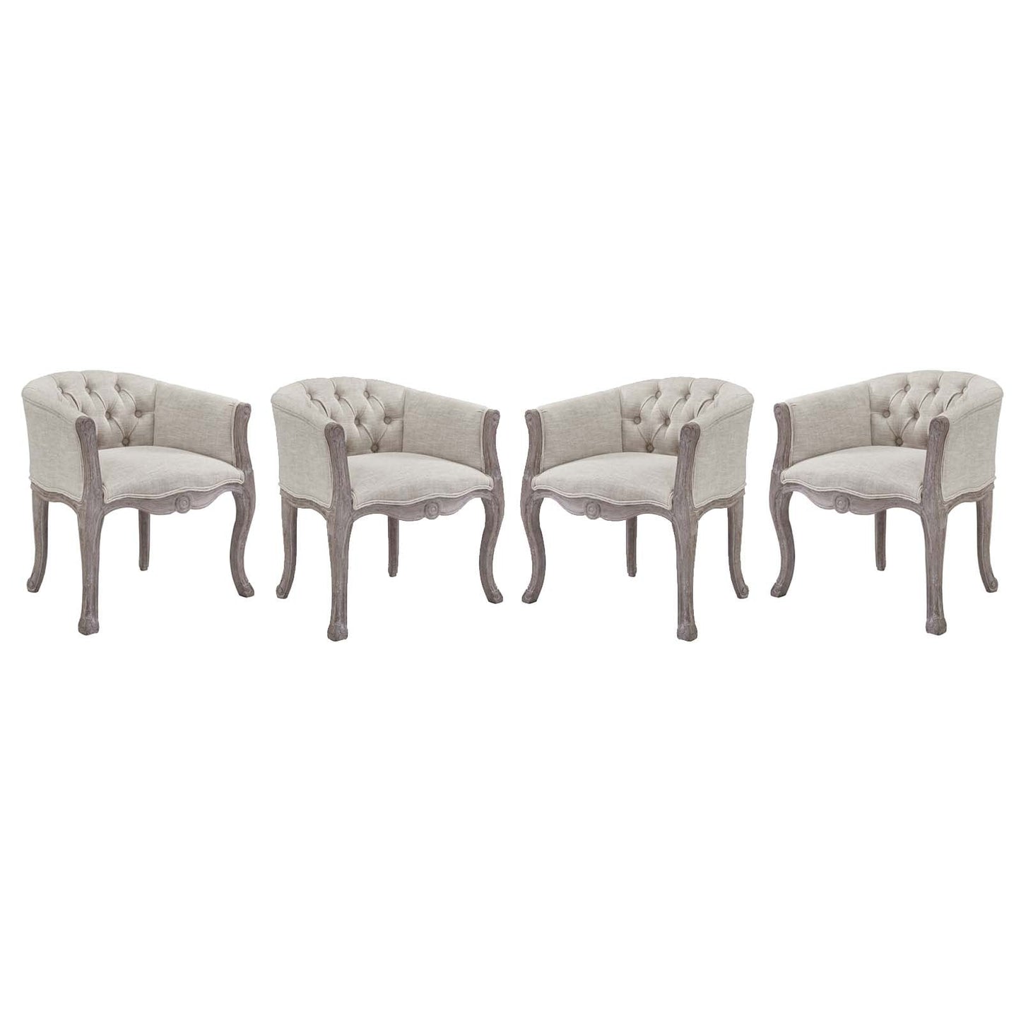 Modway Crown Dining Armchair Upholstered Fabric Set of 4 | Dining Chairs