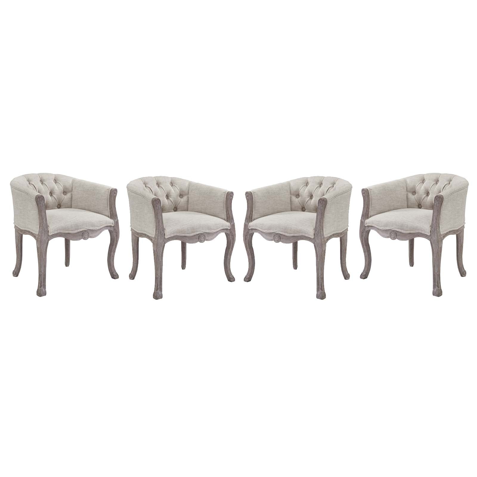 Modway Crown Dining Armchair Upholstered Fabric Set of 4 | Dining Chairs