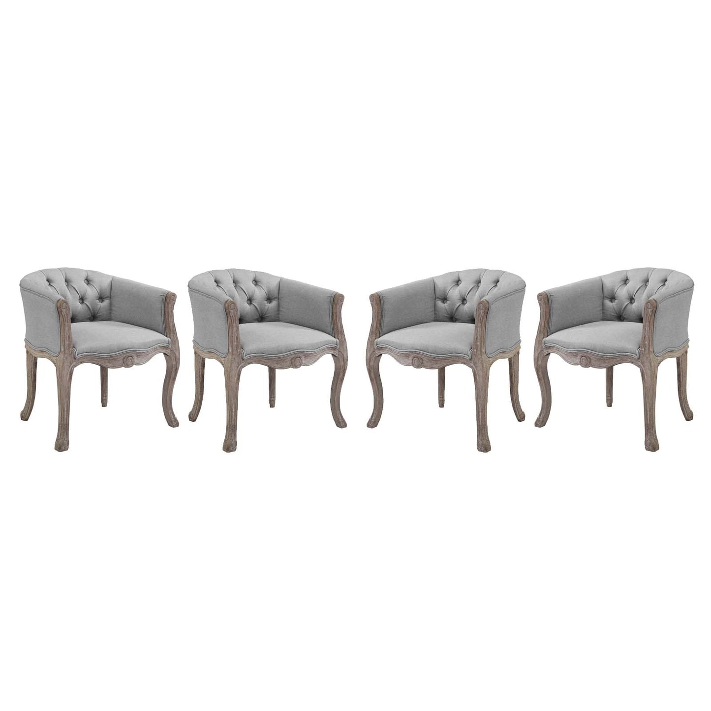 Modway Crown Dining Armchair Upholstered Fabric Set of 4 | Dining Chairs | 