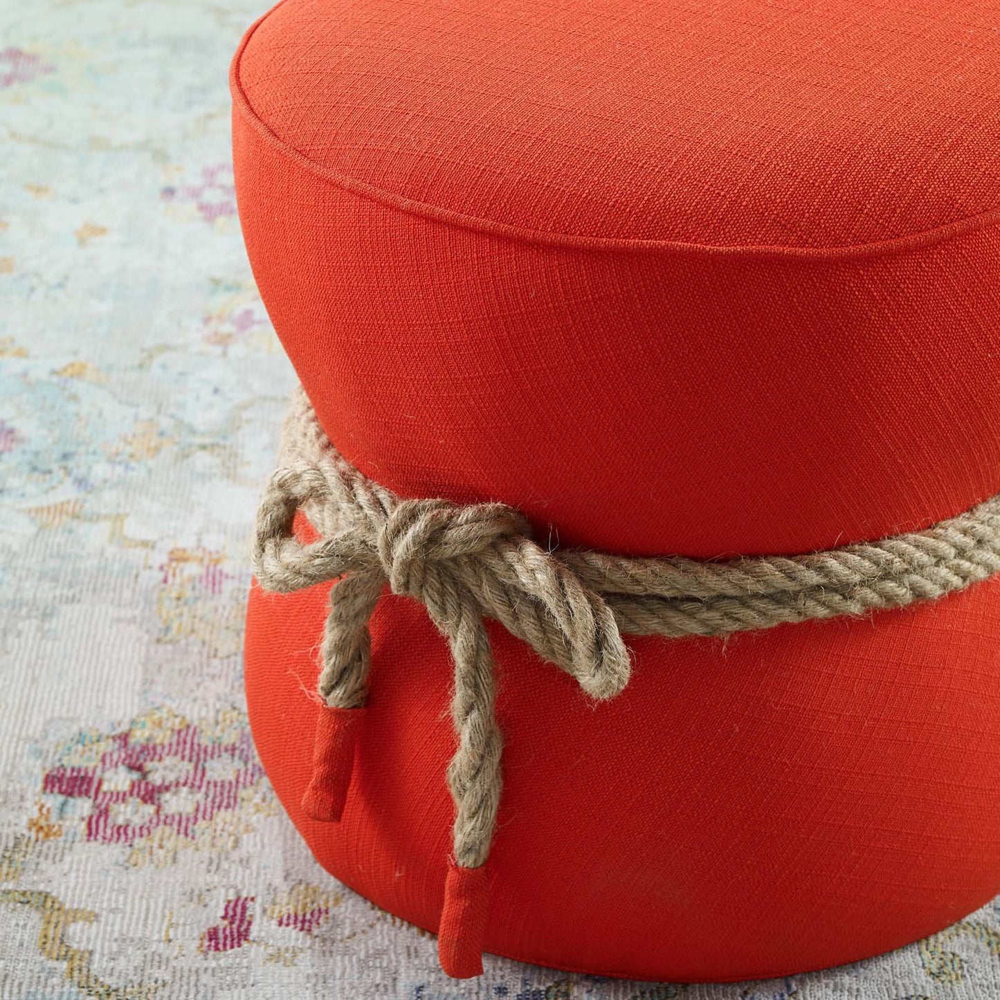 Modway Beat Nautical Rope Upholstered Fabric Ottoman