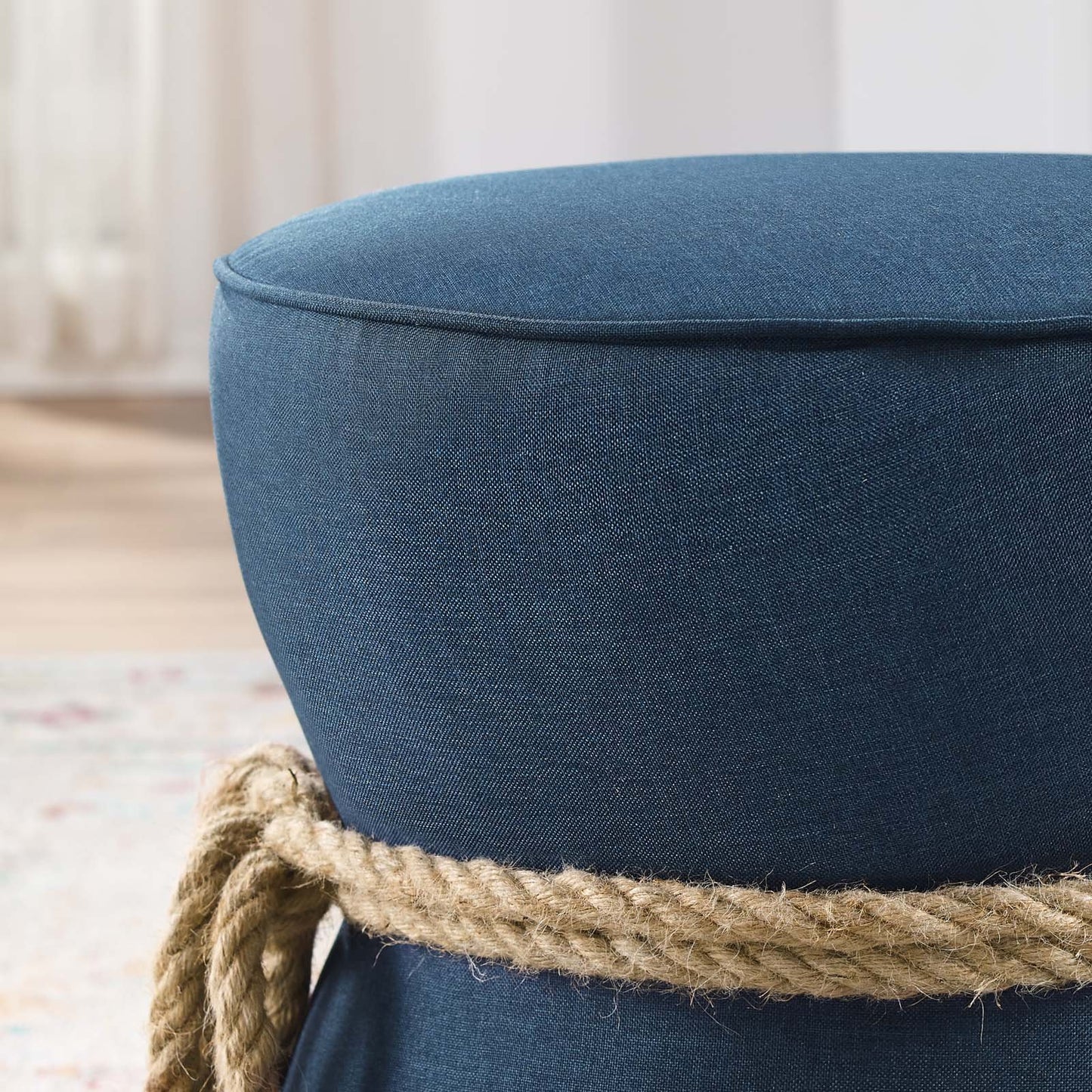 Modway Beat Nautical Rope Upholstered Fabric Ottoman