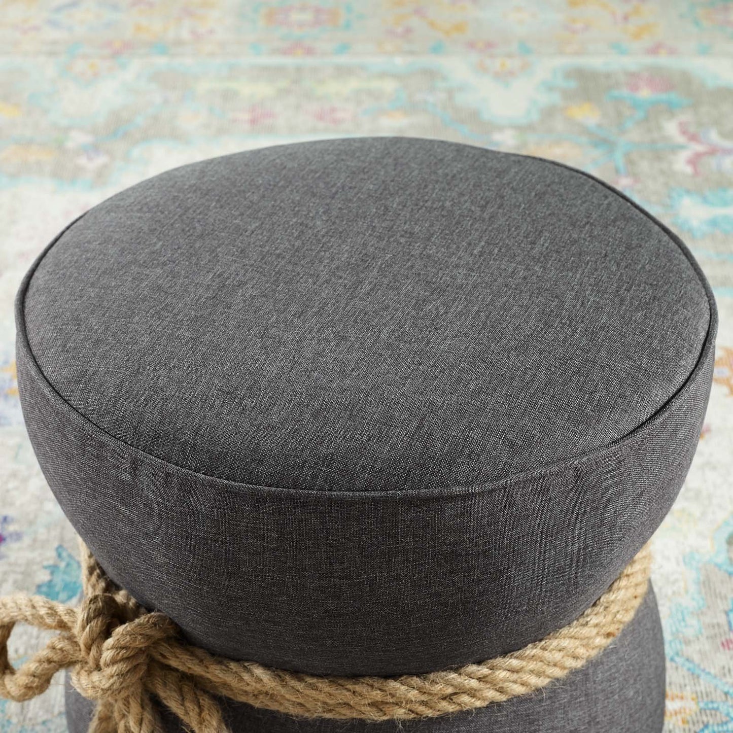 Modway Beat Nautical Rope Upholstered Fabric Ottoman