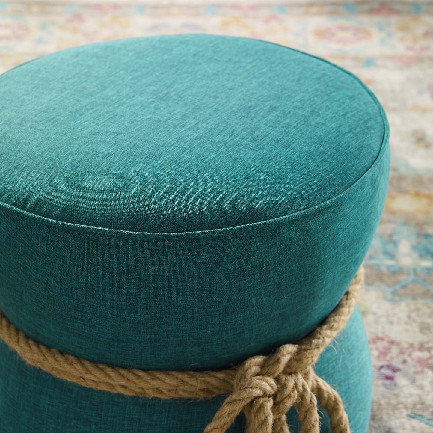 Modway Beat Nautical Rope Upholstered Fabric Ottoman