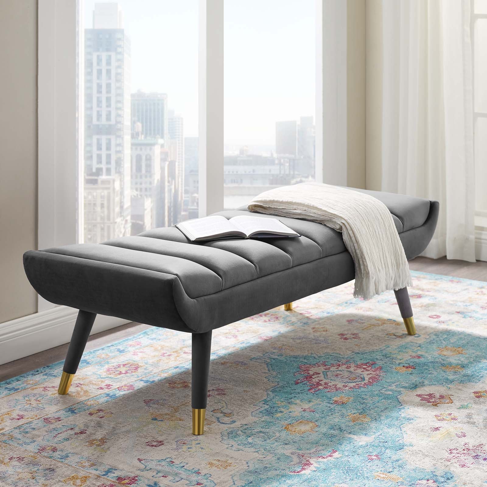Modway Guess Channel Tufted Performance Velvet Accent Bench | Stools & Benches | 
