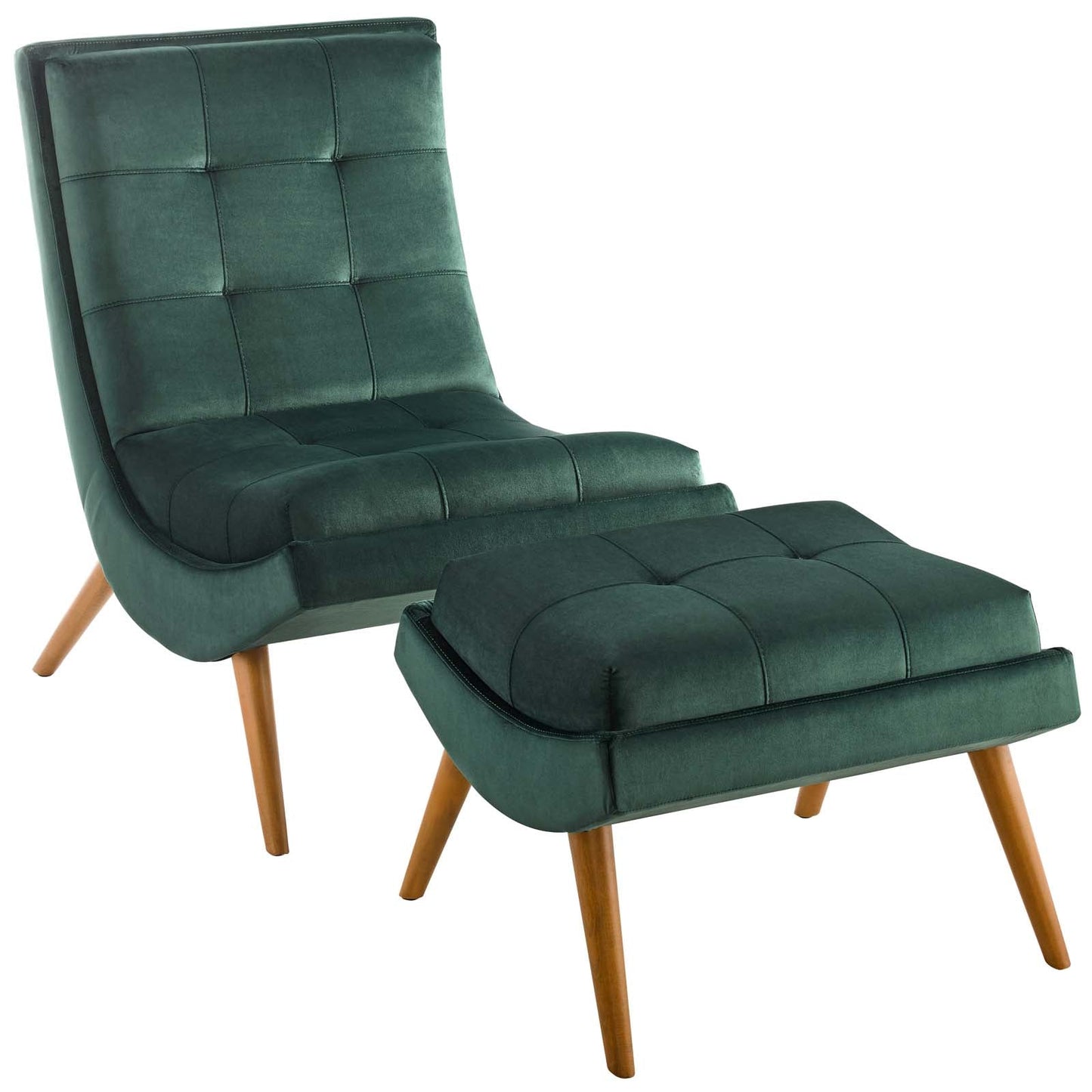 Modway Ramp Upholstered Performance Velvet Lounge Chair and Ottoman Set | Lounge Chairs | Modishstore-25