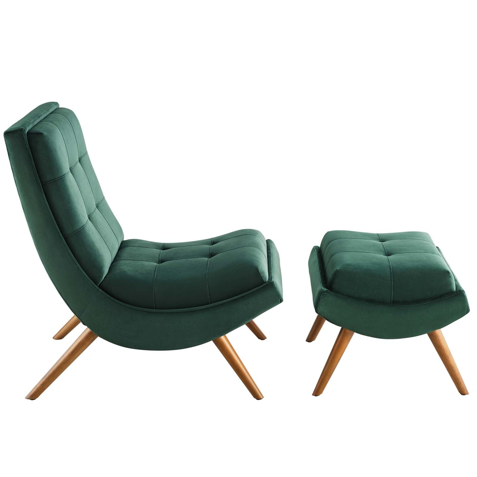 Modway Ramp Upholstered Performance Velvet Lounge Chair and Ottoman Set | Lounge Chairs | Modishstore-23