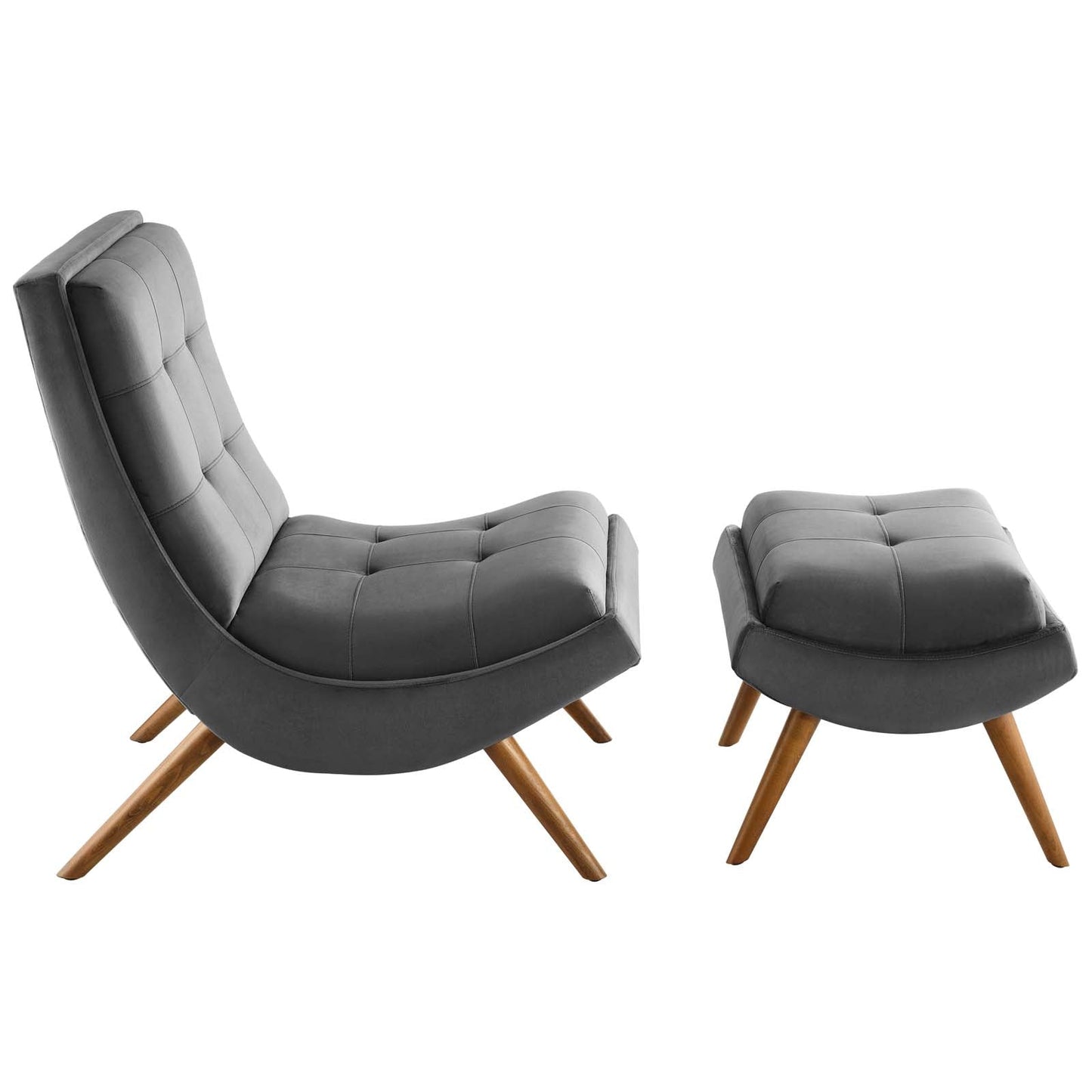 Modway Ramp Upholstered Performance Velvet Lounge Chair and Ottoman Set | Lounge Chairs | Modishstore-4